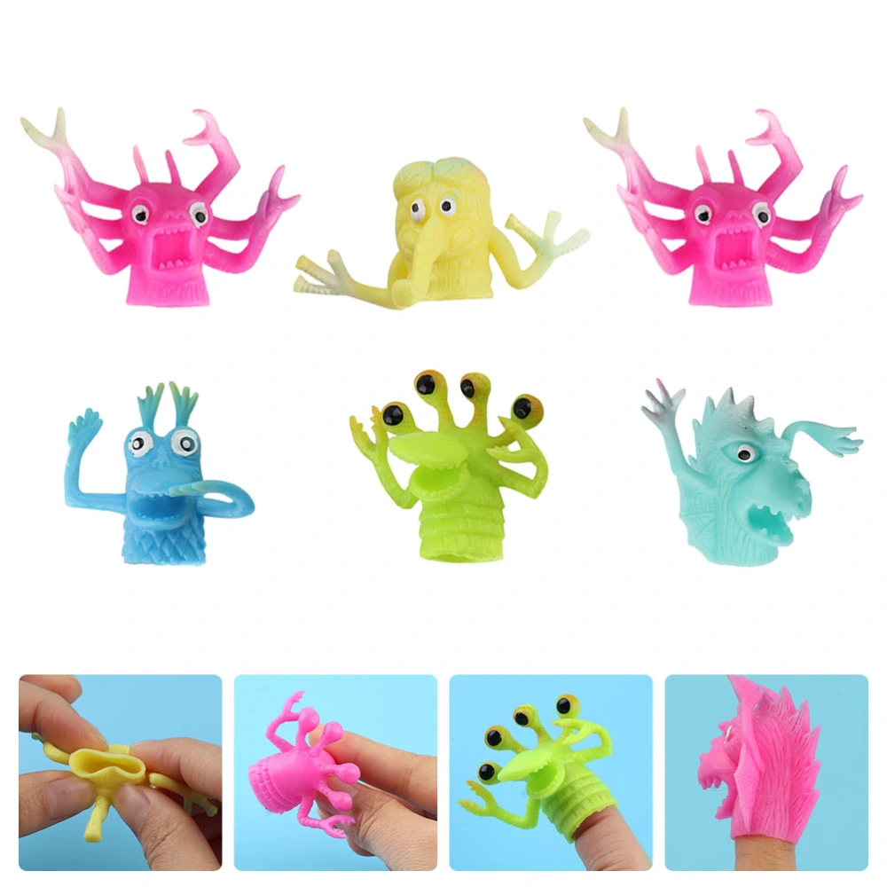 6pcs TPR Lovely Cartoon Hand Puppets Finger Puppets for Kids (Random Style)