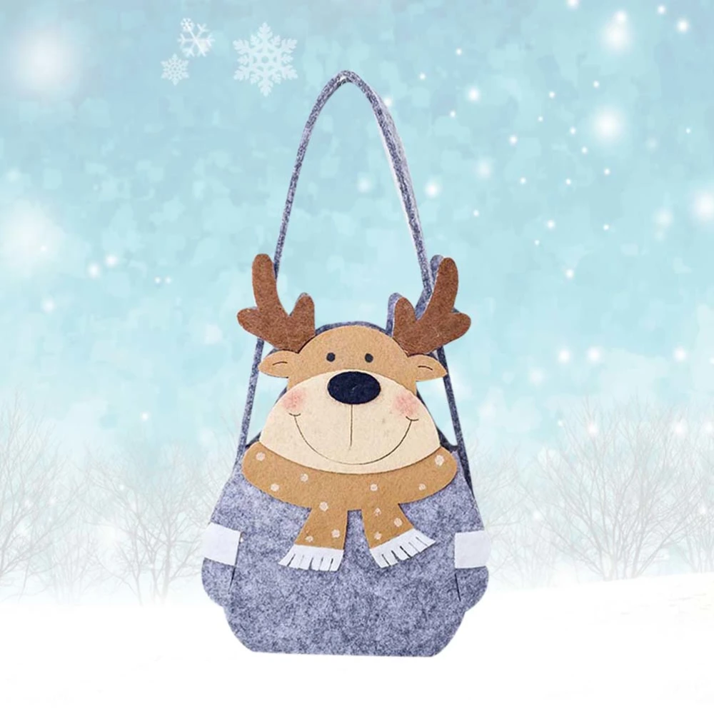 Christmas Cartoon Candy Bag Creative Felt Portable Gift Bag Christmas Party Decoration (Elk)