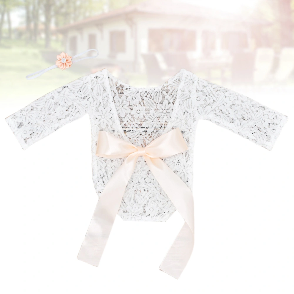 2pcs Clothing Photography Headband Bowknot Lace Baby Photo Clothes for Infant