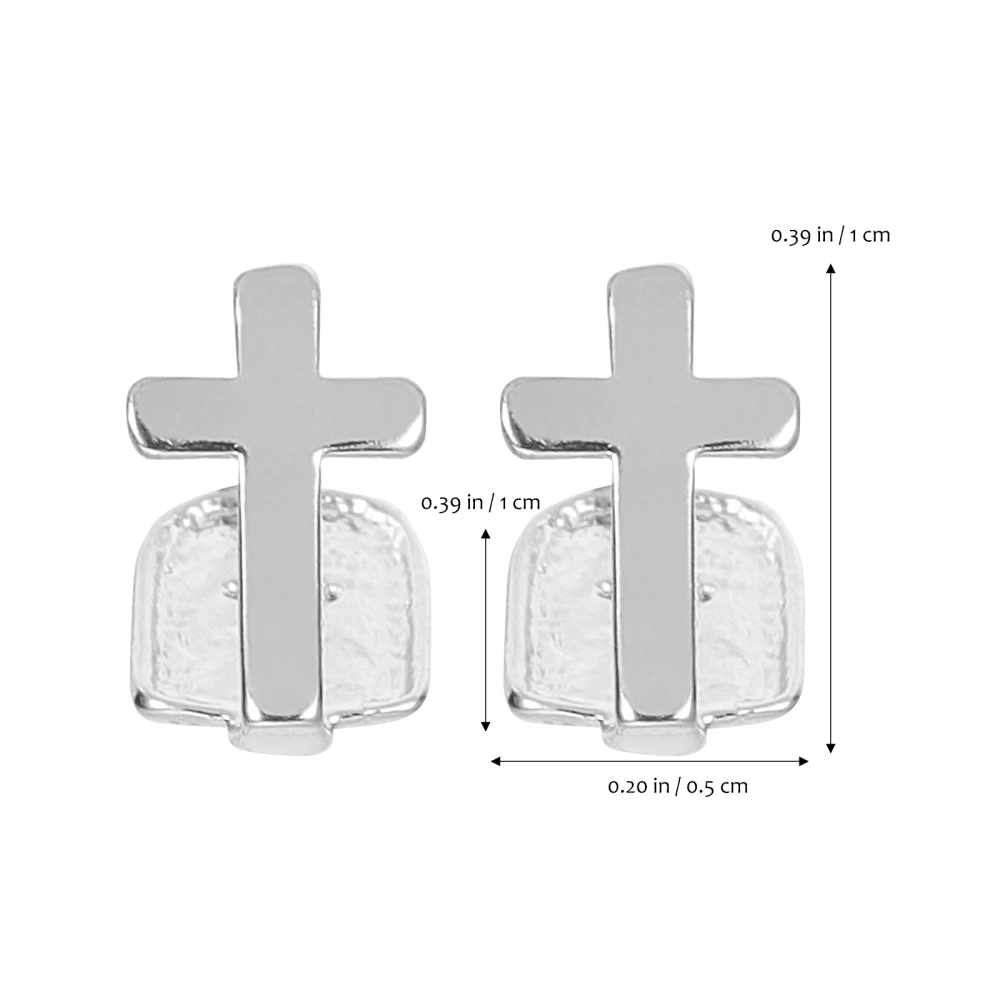 2pcs Decorative Hip-hop Teeth Braces Cross Deisgn Single Grill Caps for Adults