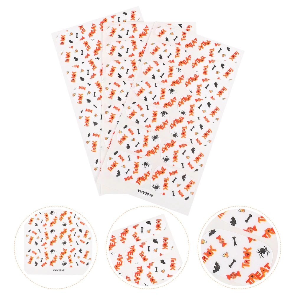 3 Sheets Full Wraps Nail Decals Halloween Design Sticker DIY You Own Manicure