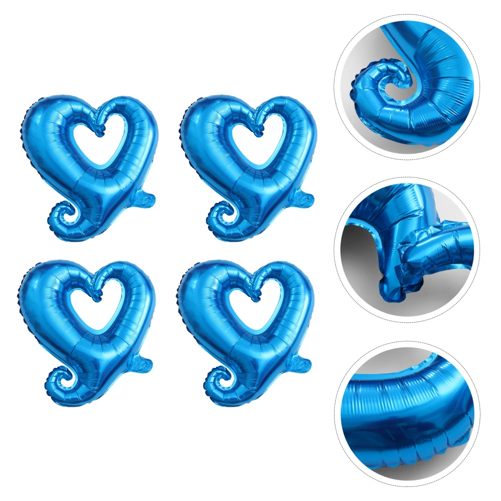 4pcs 18inch Lovely Heart Shape Foil Balloons Creative Party Decor Balloon for Wedding Birthday Festival (Royalblue)