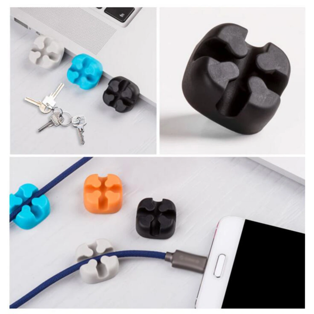 5 Pcs Silicone Cable Winder Desktop Wire Organizer Earphone Cable Holder Clip Mouse Cord Protector Management (Black/Gray/Pink/Blue/Orange)