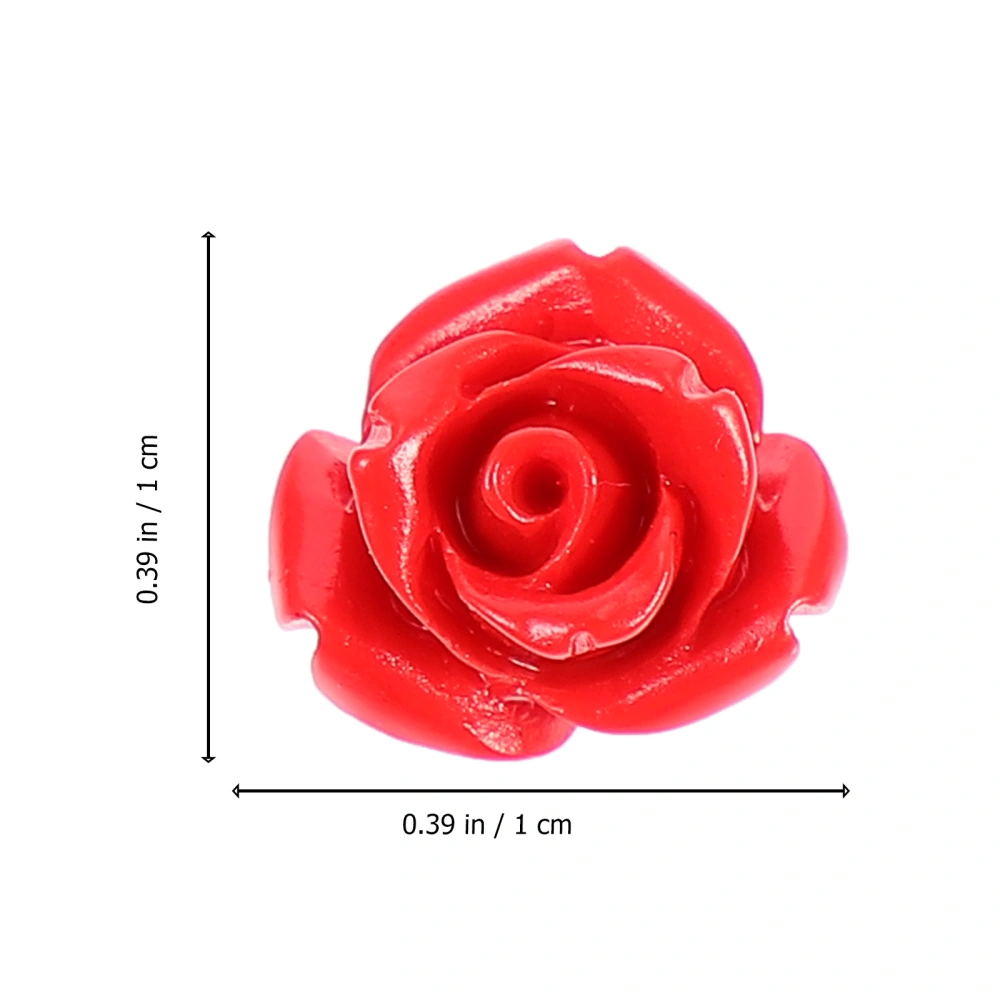 50pcs Delicate Red Rose Loose Beads Bracelet Necklace Spacer Beads Accessories