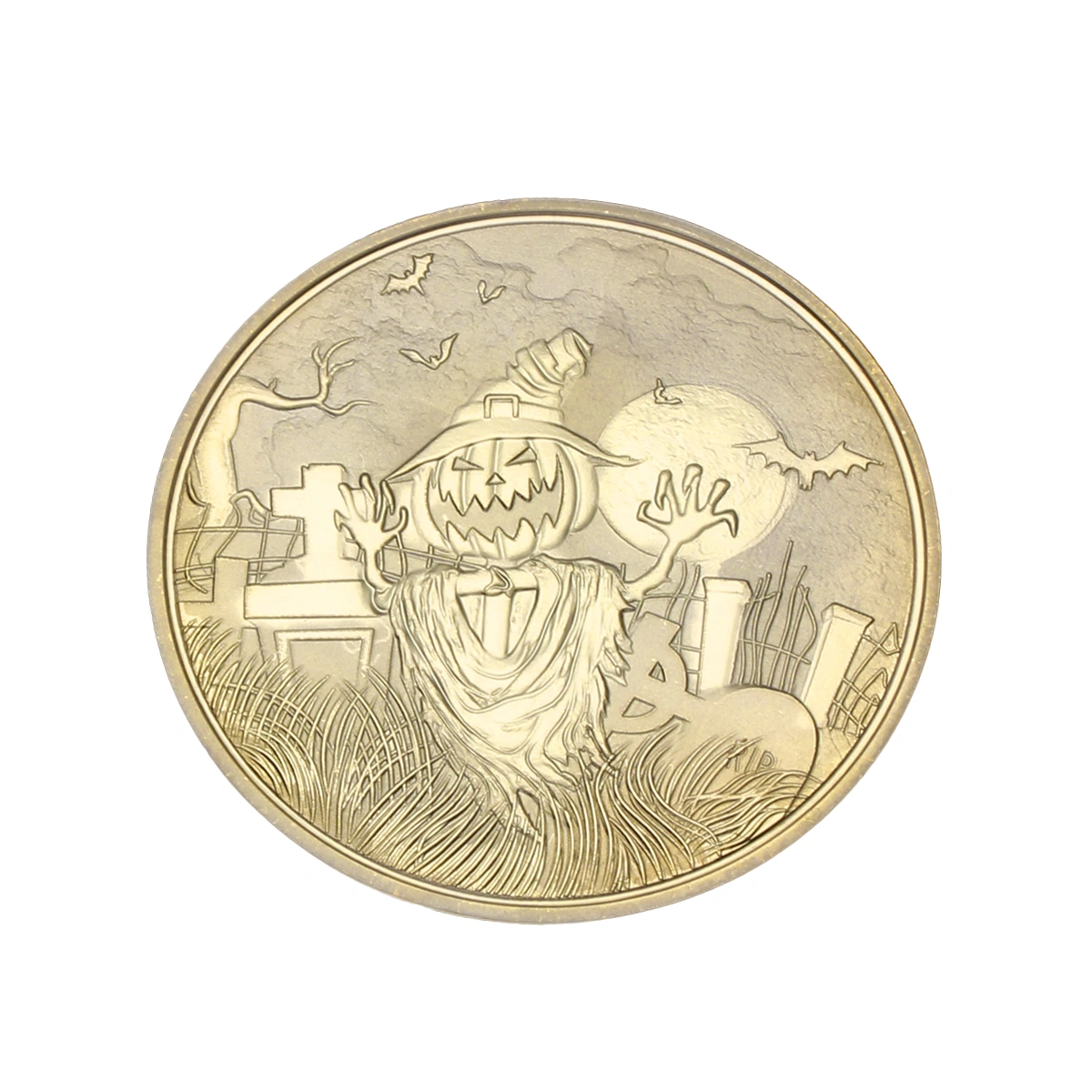Halloween Commemorative Coin Fancy Gift Souvenir Collection Scarecrow Pumpkin Memory Coin (Golden)