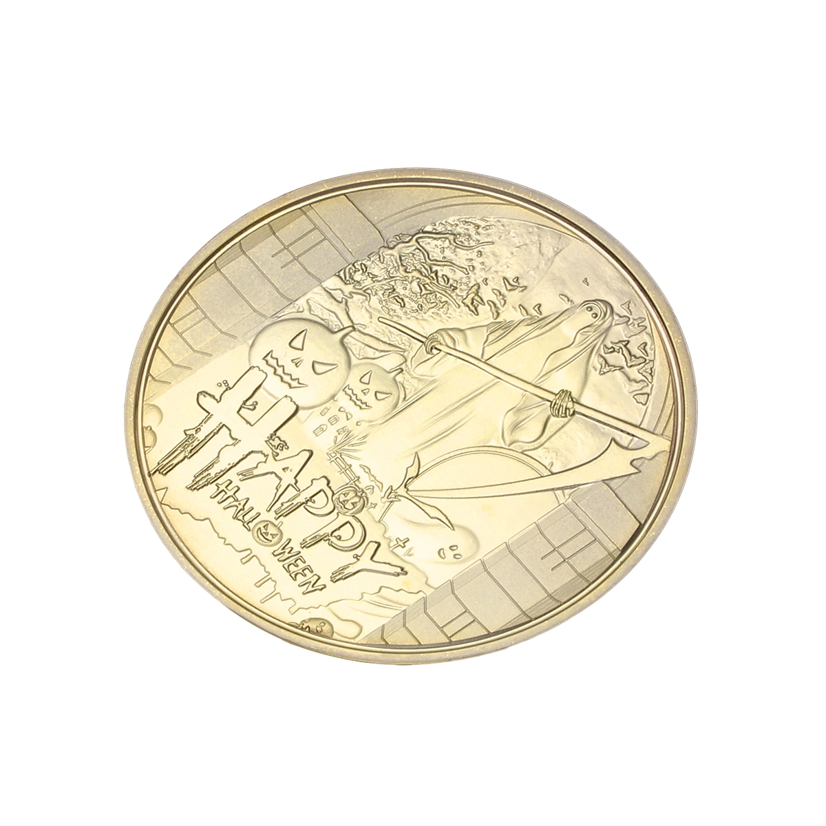 Halloween Commemorative Coin Fancy Gift Souvenir Collection Scarecrow Pumpkin Memory Coin (Golden)