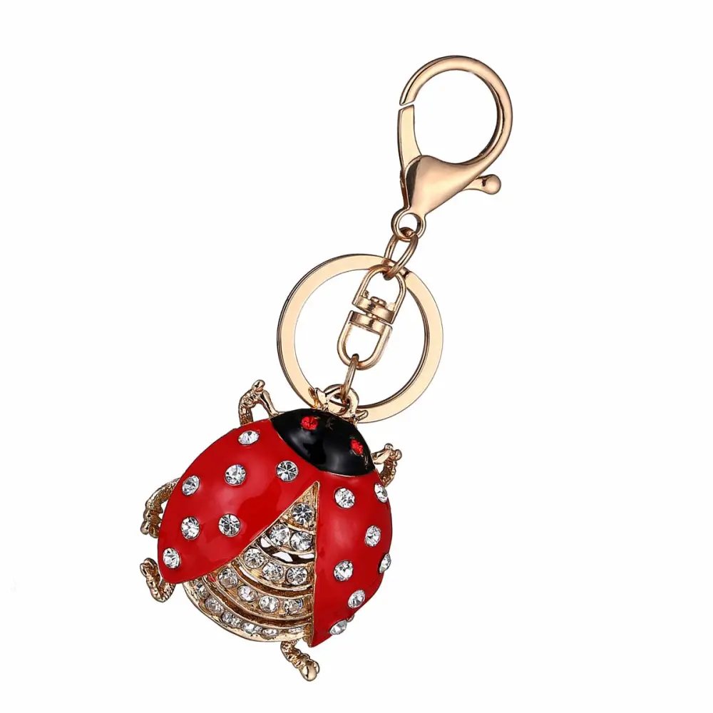 Ladybird Rhinestone Keychain Car Keyring Purse Bag Pendant Decoration Hanging Ornament Creative Gift