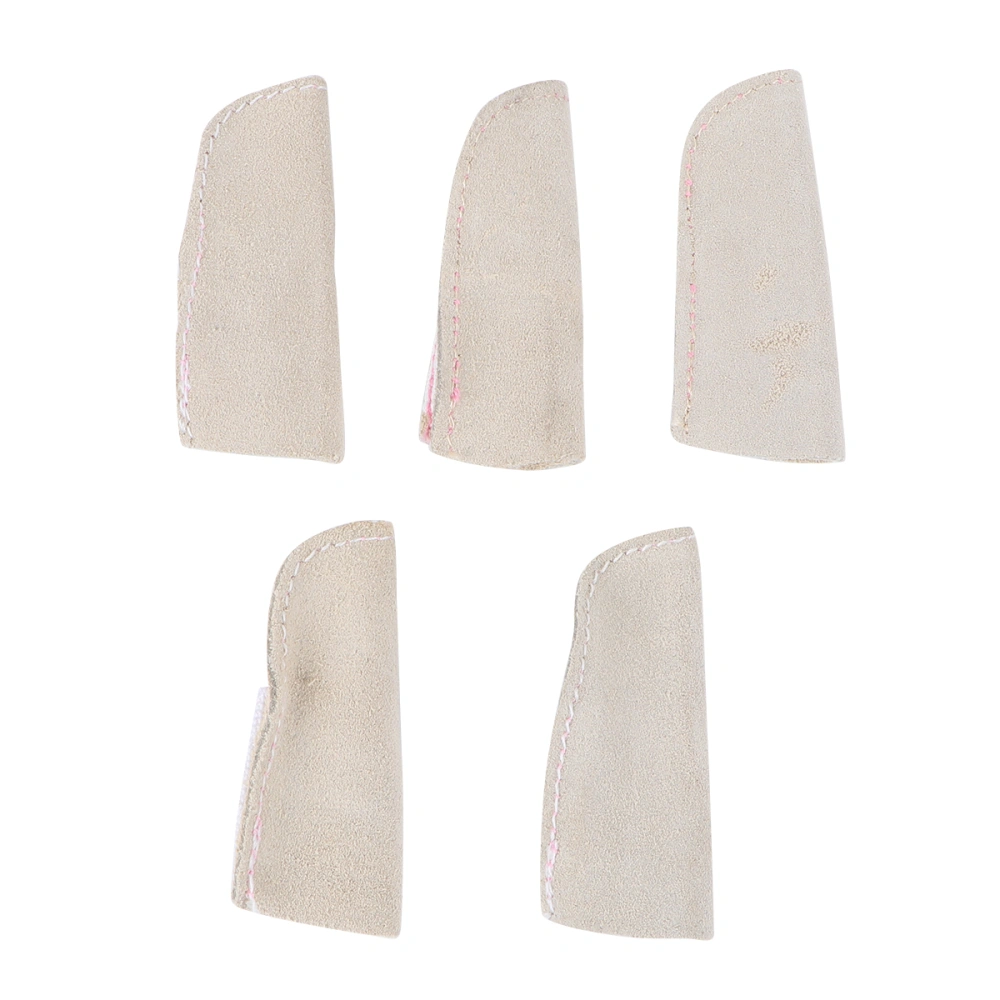 5Pcs Gold Insulated Thick Leather Finger Sleeve Finger Guard Jewelry Making Tool (Cattlehide Random Color)