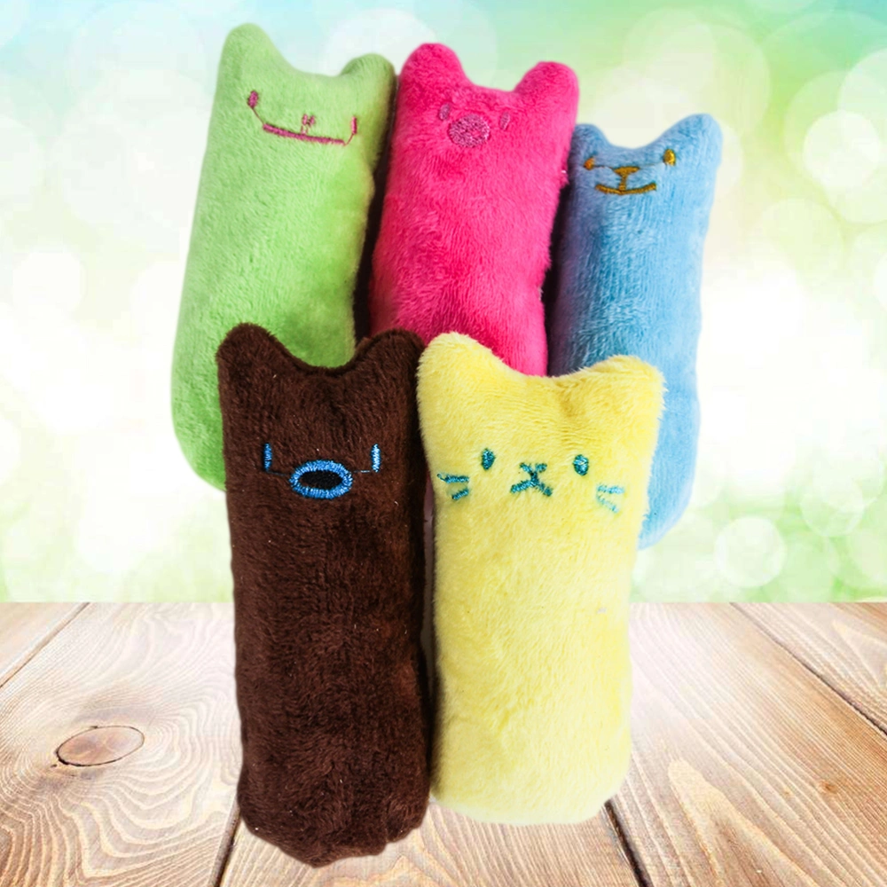 5Pcs Pillow Chewing Toys Cotton Cat Toy with Catnip Simulation Cartoon Design Interactive Pet