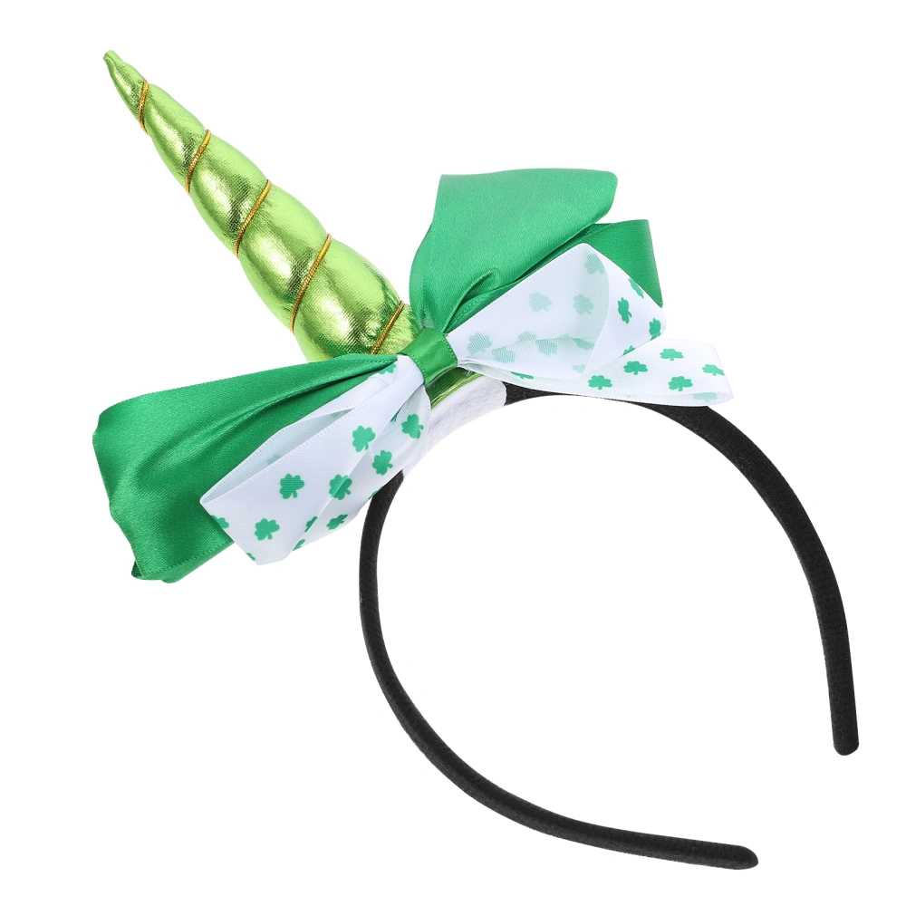 Festival Hair Hoops Clover Bow Headband Unicorn Headdress for St. Patrick Day Party (Pattern 1)