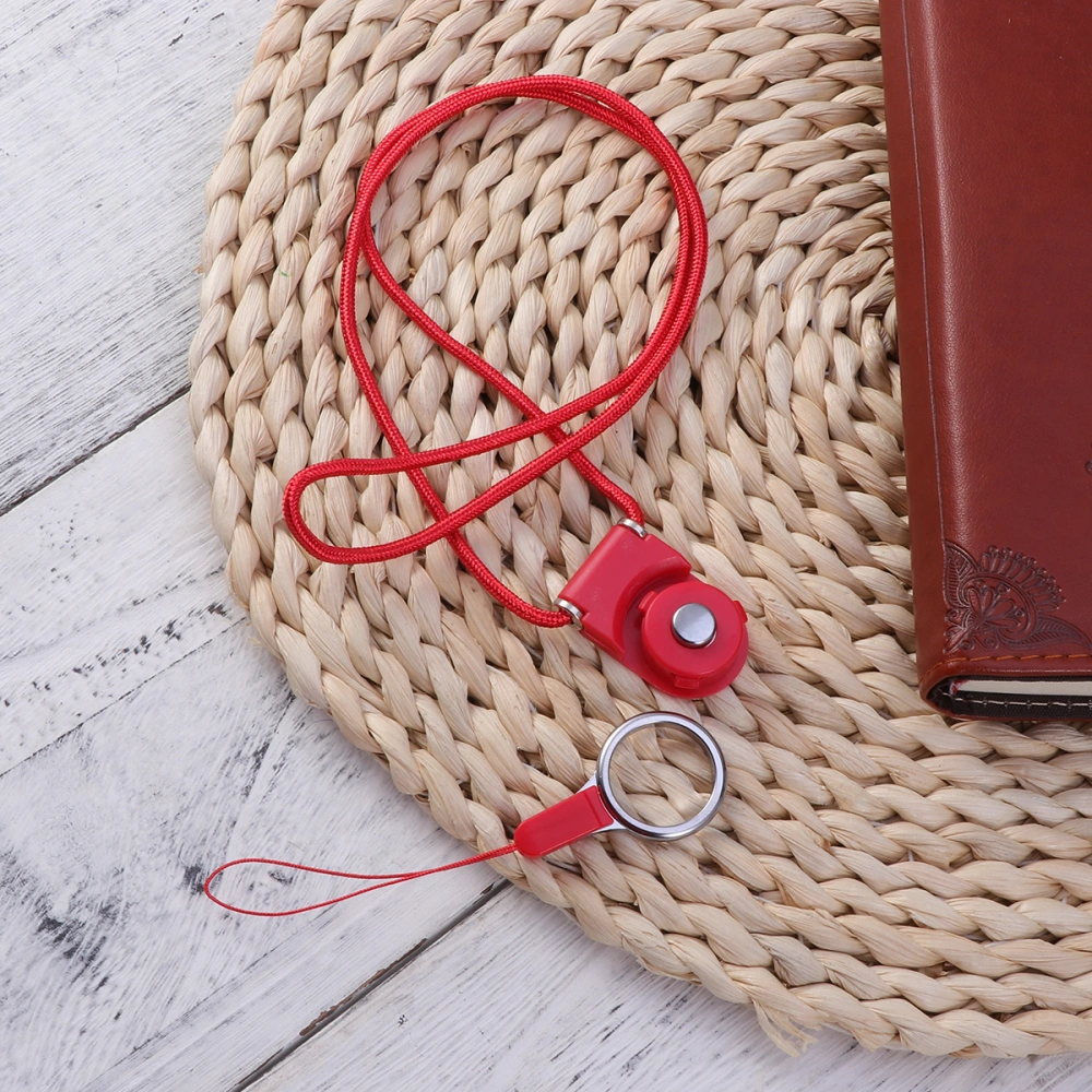 Dual Use Detachable Rotary Buckle Long Lanyard Mobile Phone Shell Rope(Red)