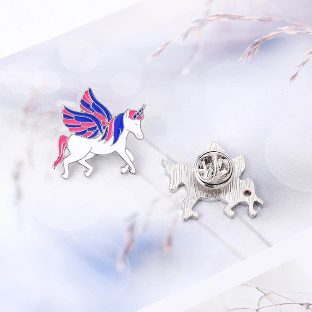 6pcs Lovely Colorful Unicorn Brooches Cartoon Flying Horse Lapel Pin Brooch Jewelry Alloy Clothing Accessories (Random Pattern)