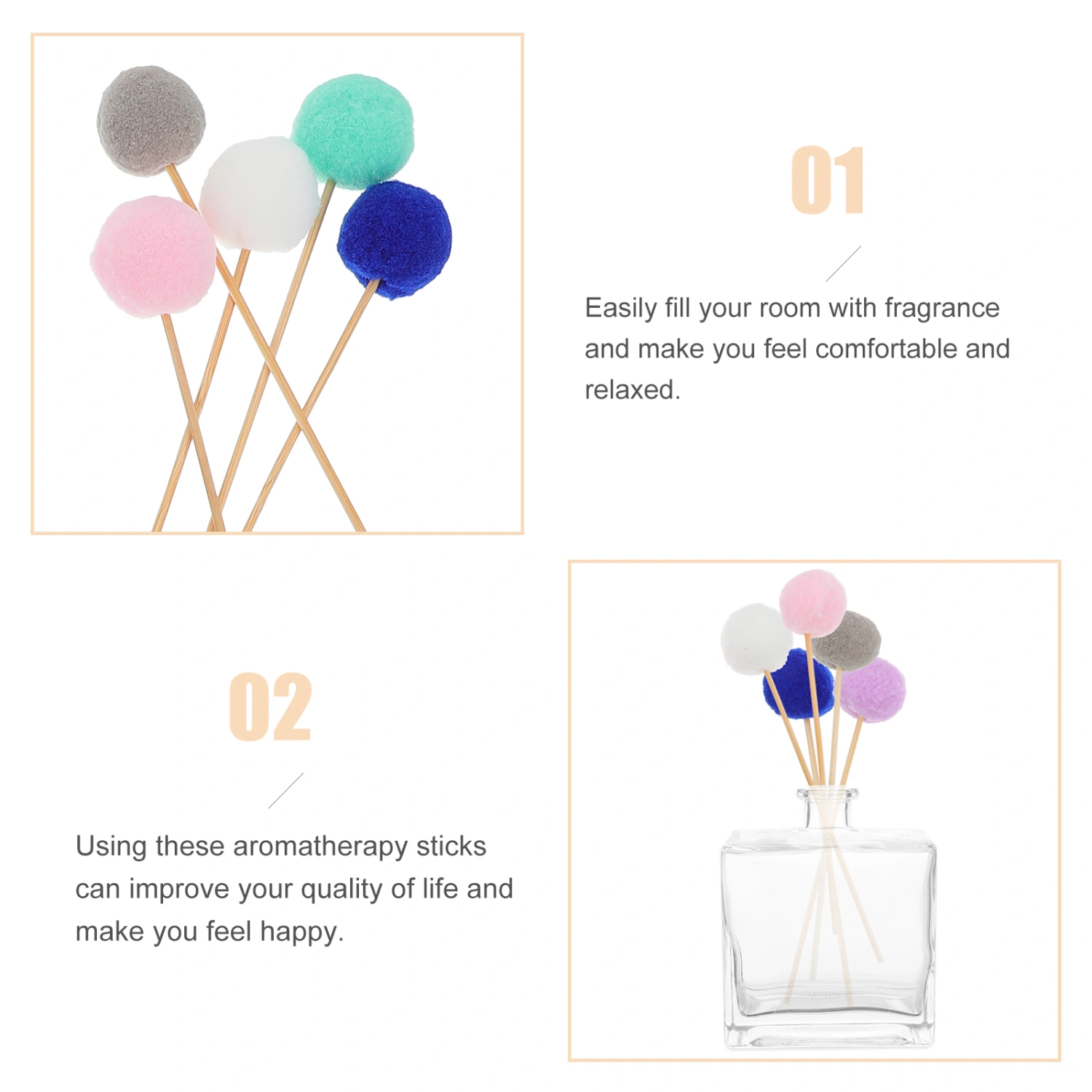 15Pcs Diffuser Sticks Ball Designed Perfume Volatile Sticks Aromatherapy Decor