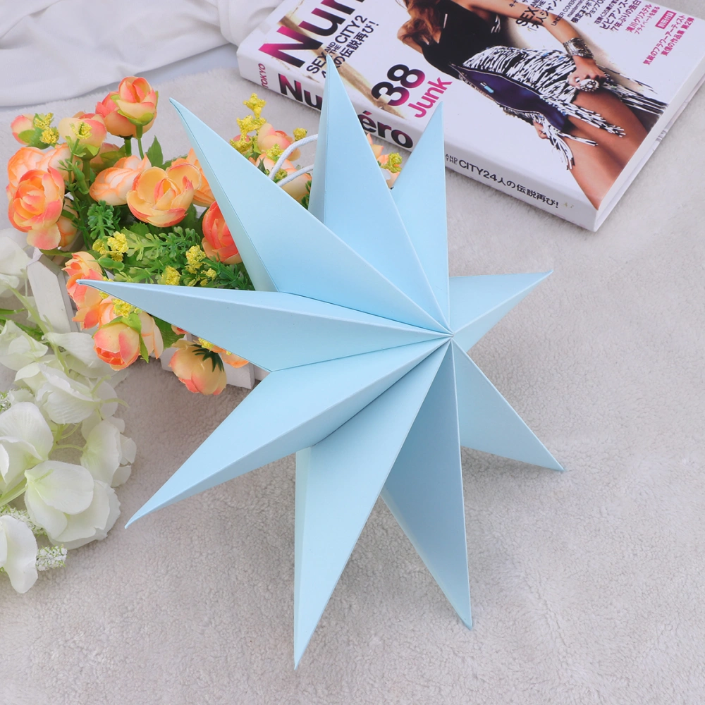 Paper Lamp Shade Handmade Star Lantern Environmentally Friendly Lamp Accessory 30cm (Sky-blue)