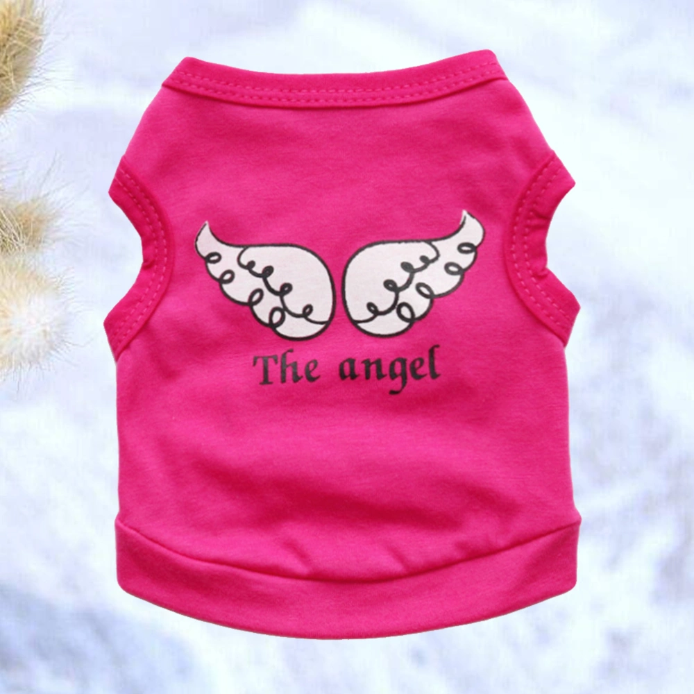 Stylish Dog Puppy Dress Angel Wings Vest Cartoon Pet Spring and Summer Clothes Pet Cotton Vest (Rosy, Size L)