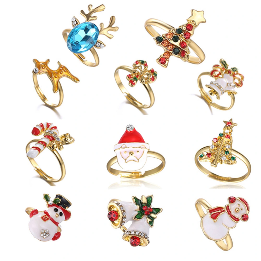 11PCS Christmas Gift Classic Rings Fashion Jewelry Lovely Ring for Women Girl Gift