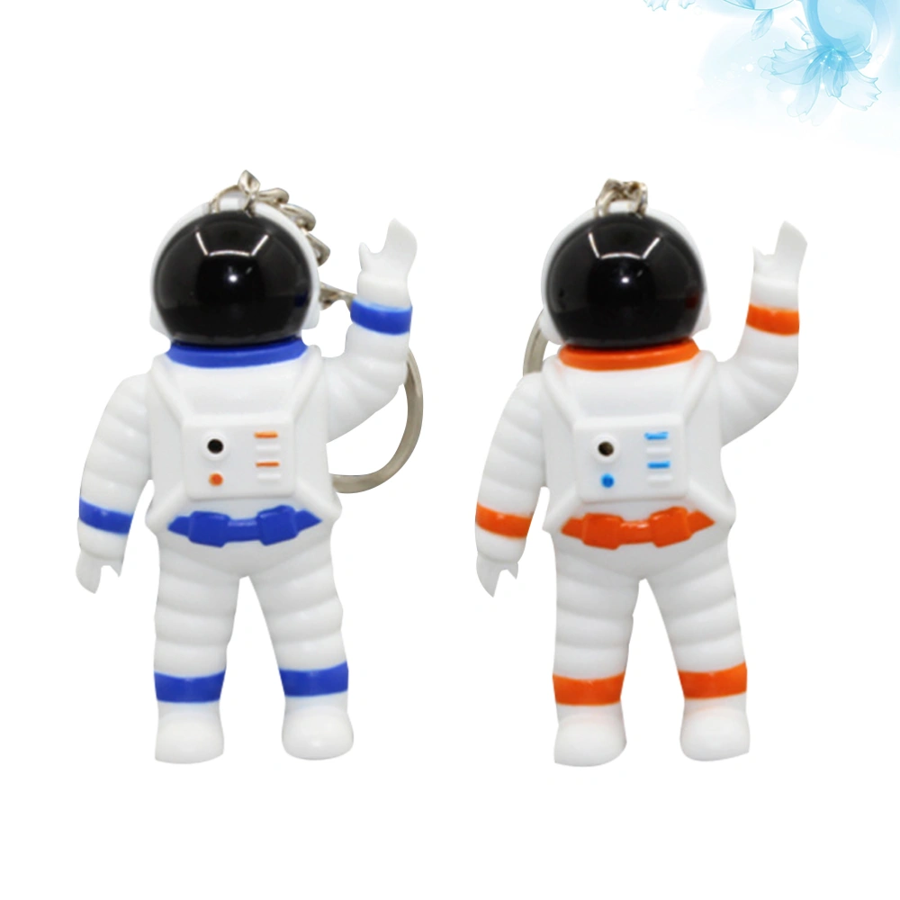 2pcs Funny Astronaut Keychains LED Luminous Key Holder Sound Key Ring Key Decoration Birthday Gift for Kids Children