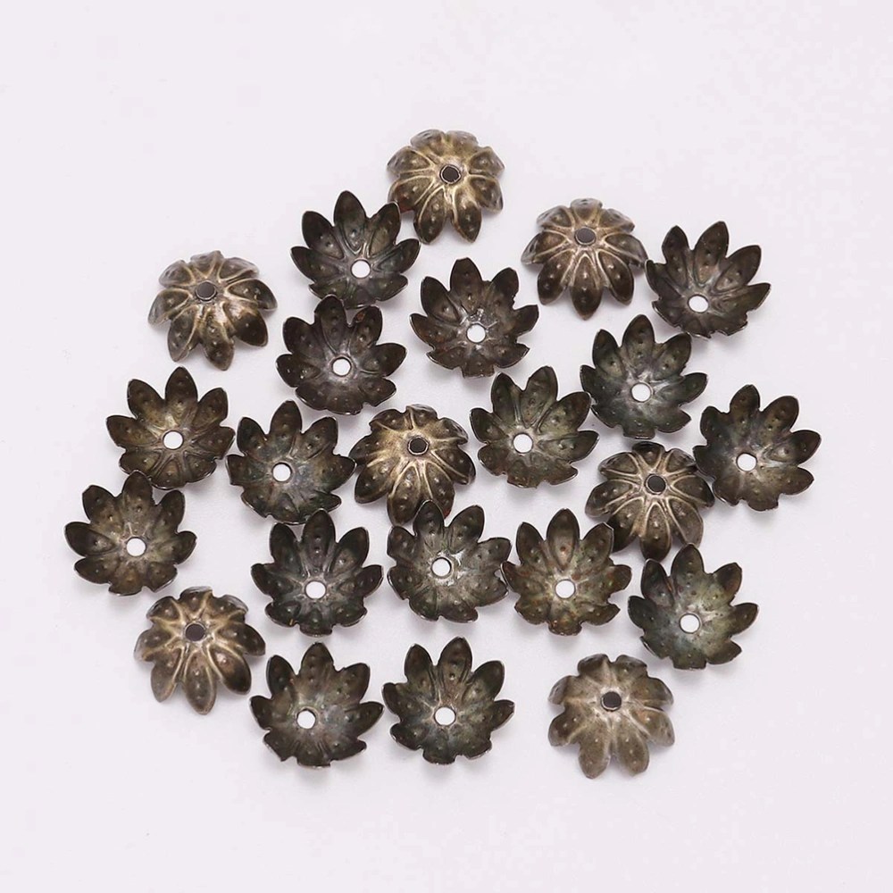 500PCS 8MM DIY Accessories Material Eight Pentals Beads Flower Caps Pendant Hollow Spacer End Caps Jewelry Findings (Bronze)