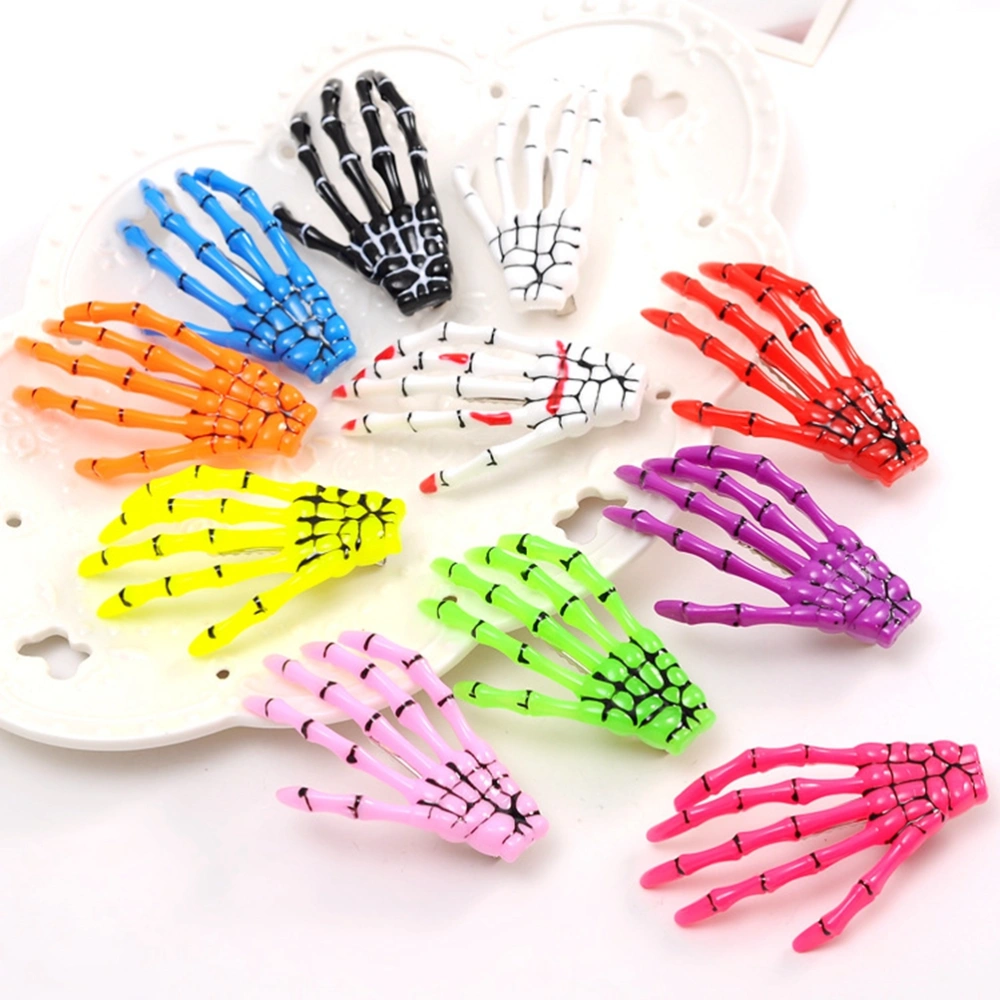 5PCS Punk Devil Skeleton Clips Creative Claw Hair Clips Ghost Claw Hairpin Hair Accessories Clips (Random Color)