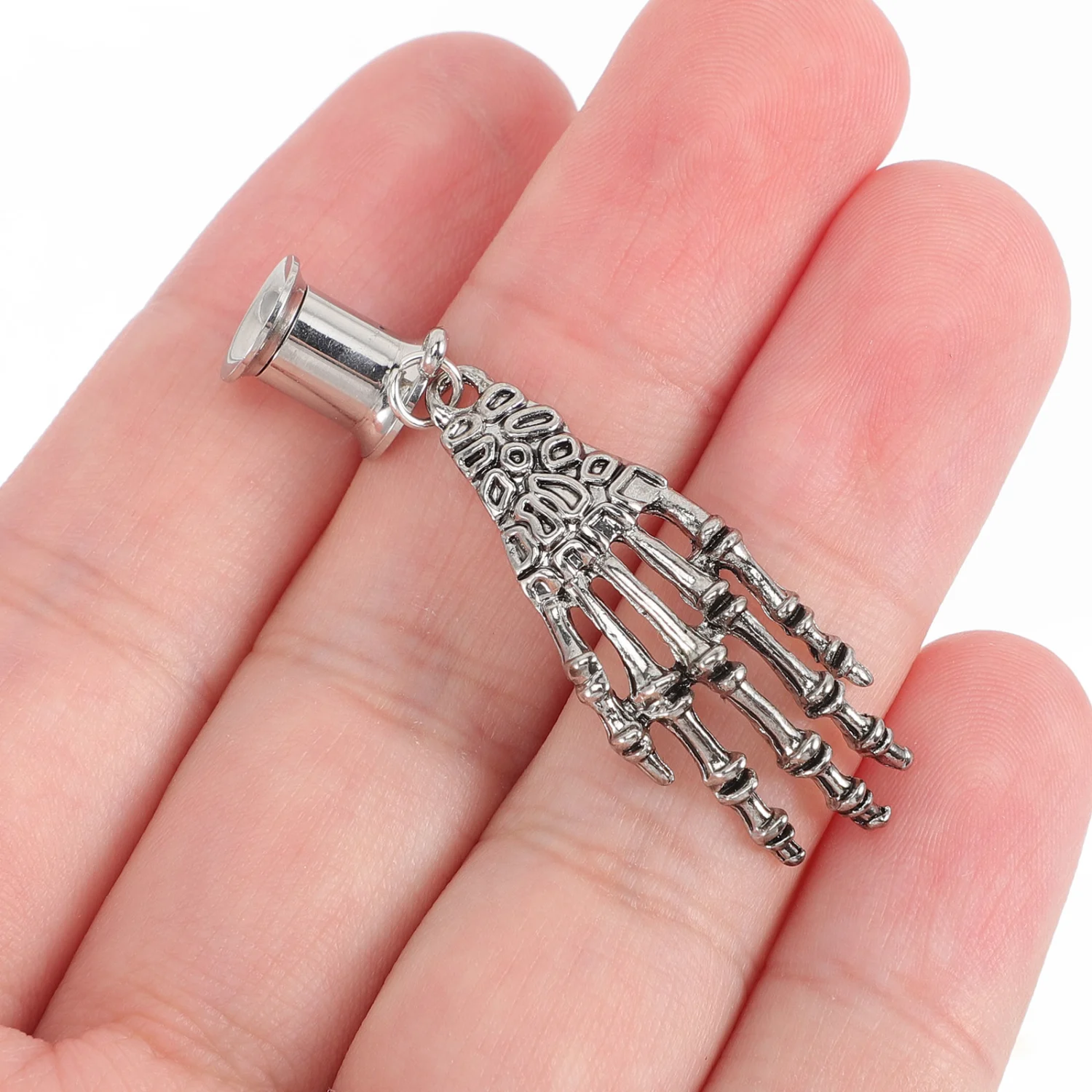 1 Pair Ear Gauges Plugs Dangle Skeleton Hand Ear Stretcher Expander Jewelry Gift