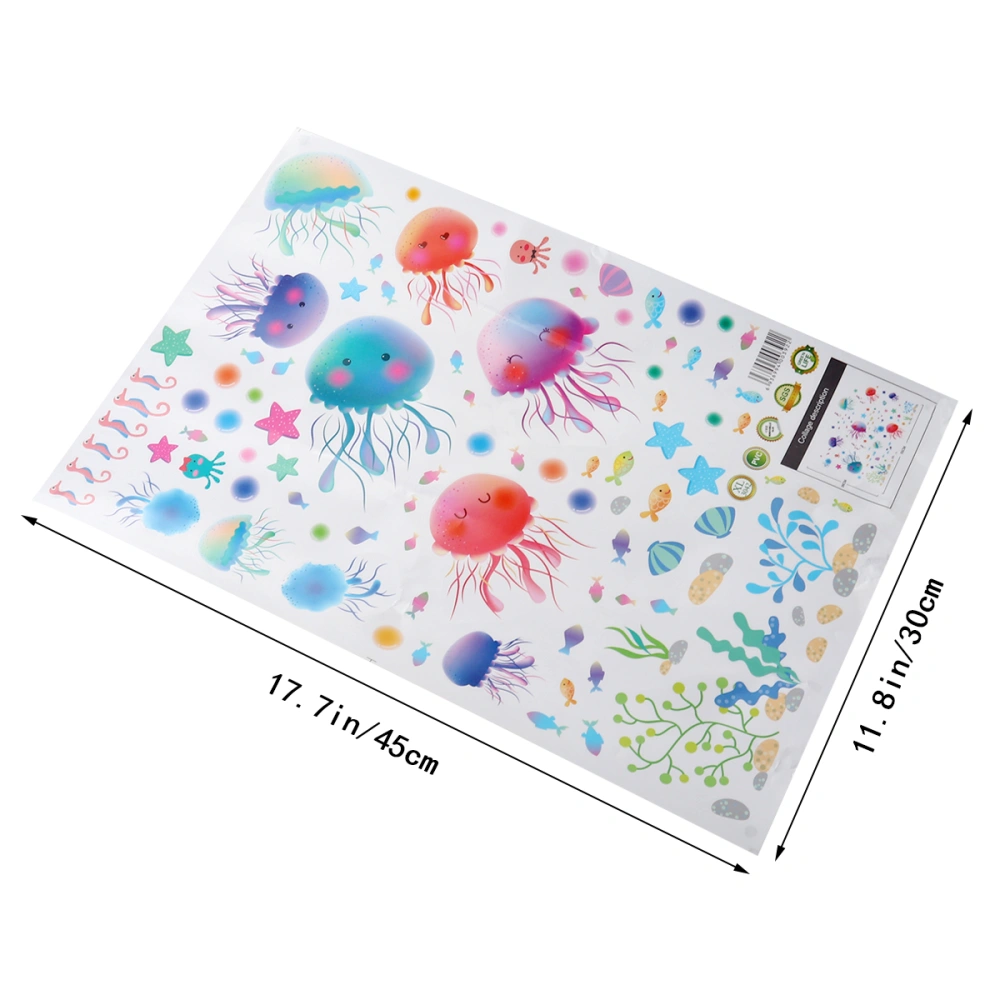 Cartoon Wall Sticker Sea Jellyfish Decorative DIY Creative Removable Sticker for Bathroom Wall Floor