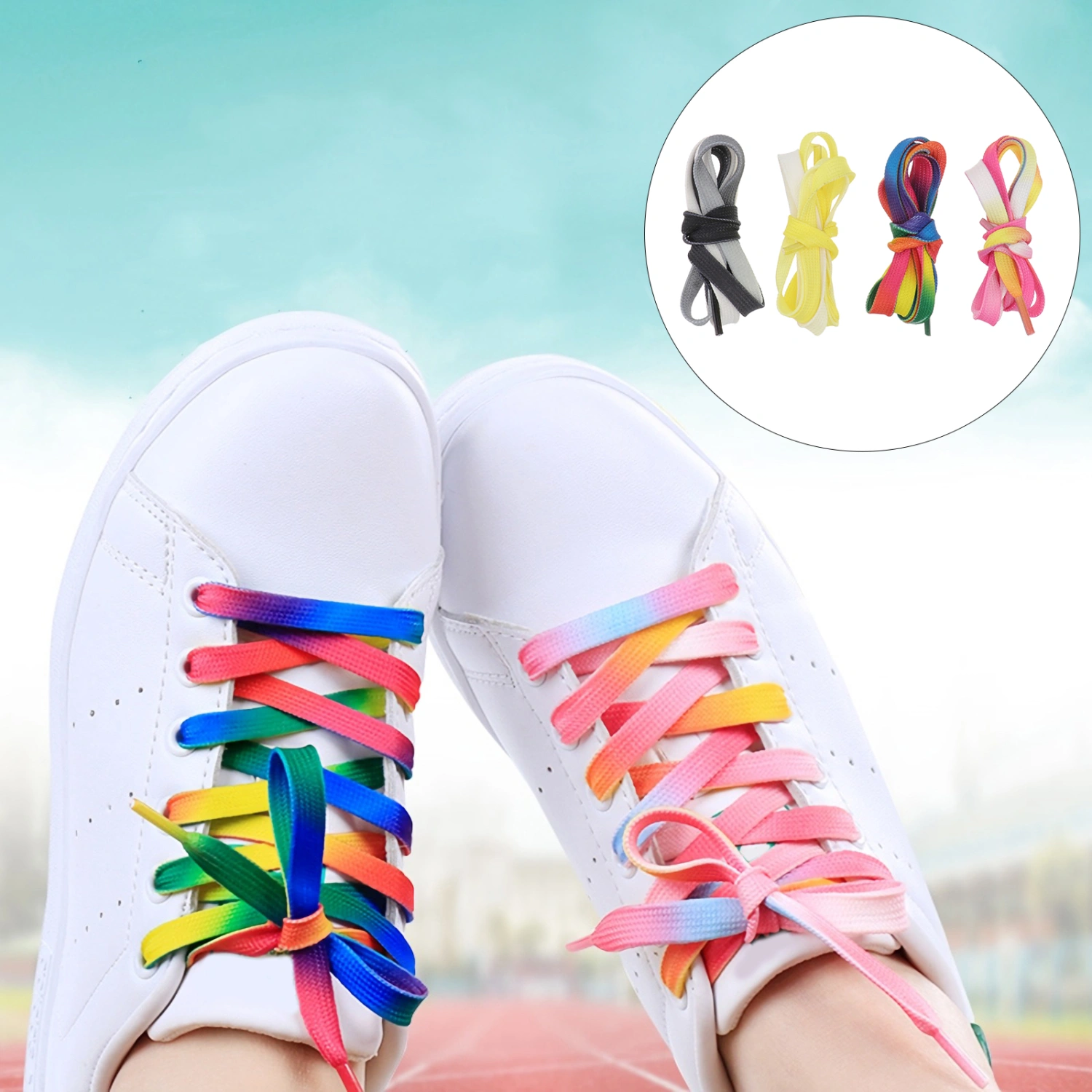 4 Pairs 100CM Gradient Color Shoelace Sturdy Shoes Strap Multi-purpose Shoelace