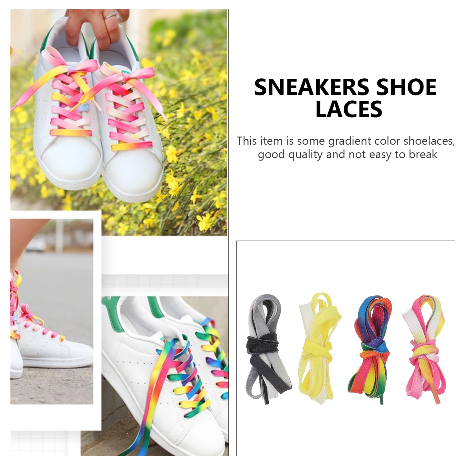 4 Pairs 100CM Gradient Color Shoelace Sturdy Shoes Strap Multi-purpose Shoelace