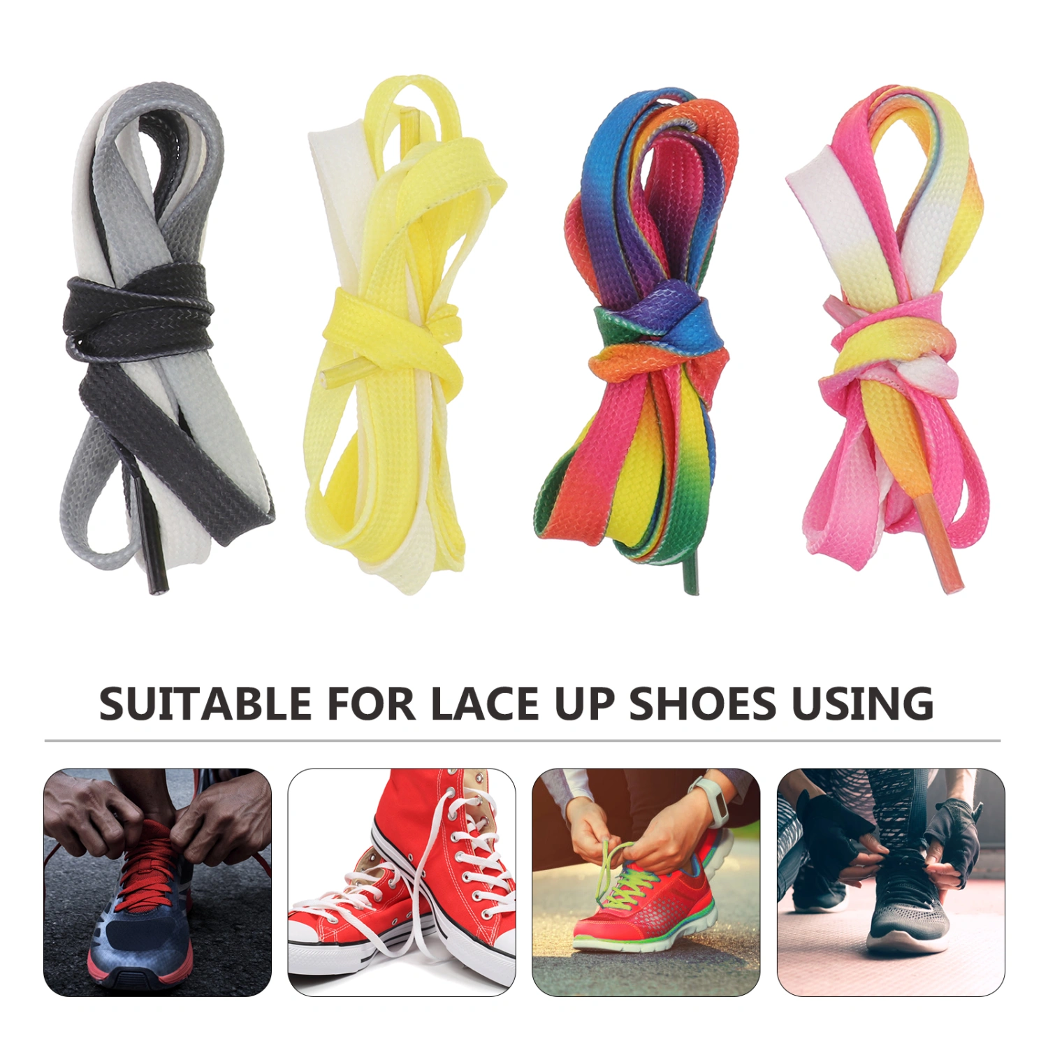 4 Pairs 100CM Gradient Color Shoelace Sturdy Shoes Strap Multi-purpose Shoelace