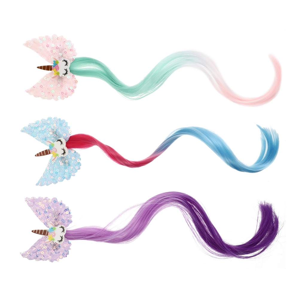 3pcs Gradient Color Party Hair Clips  Children Hair Extensions Children’s Toys