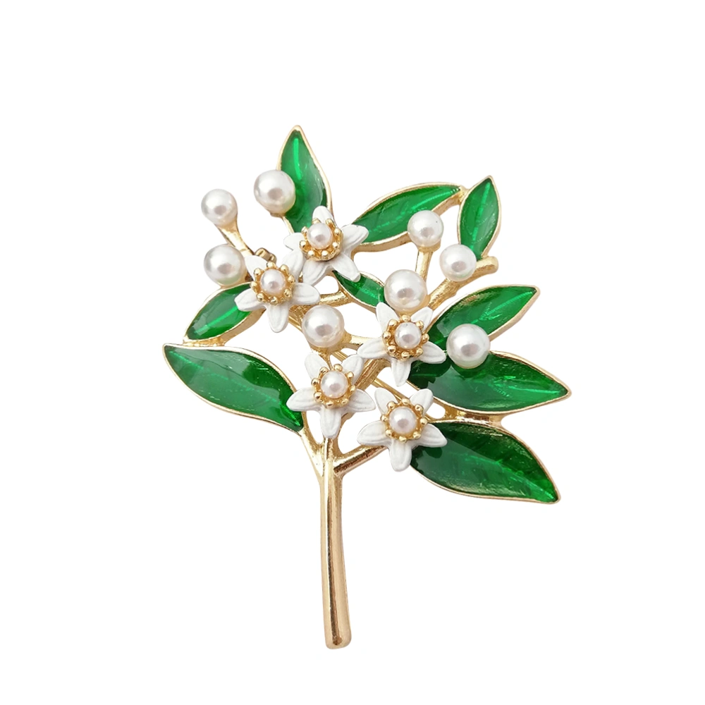 Gardenia Flower Pearl Brooch Exquisite Lapel Pin Corsage Breastpin Alloy Jewelry Costume Accessories Gift for Women (Bouquet)