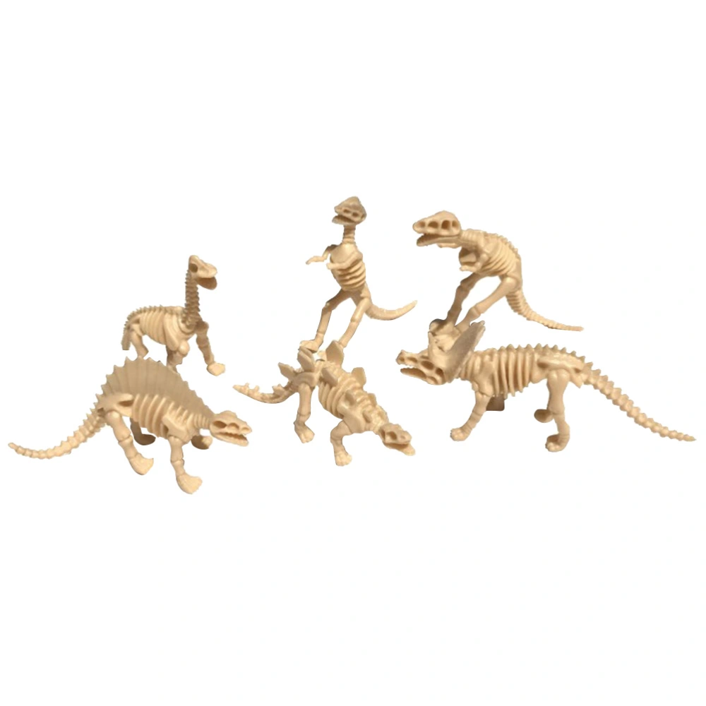 6pcs Kids Simulation Dinosaur Skeleton Model Plastic Dinosaur Educational Toy Collection