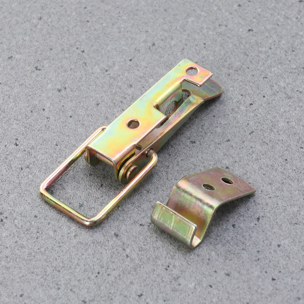 A16 Flexible Draw Latches Iron Hold Down Clamp for Carriage Truck Door (Golden)