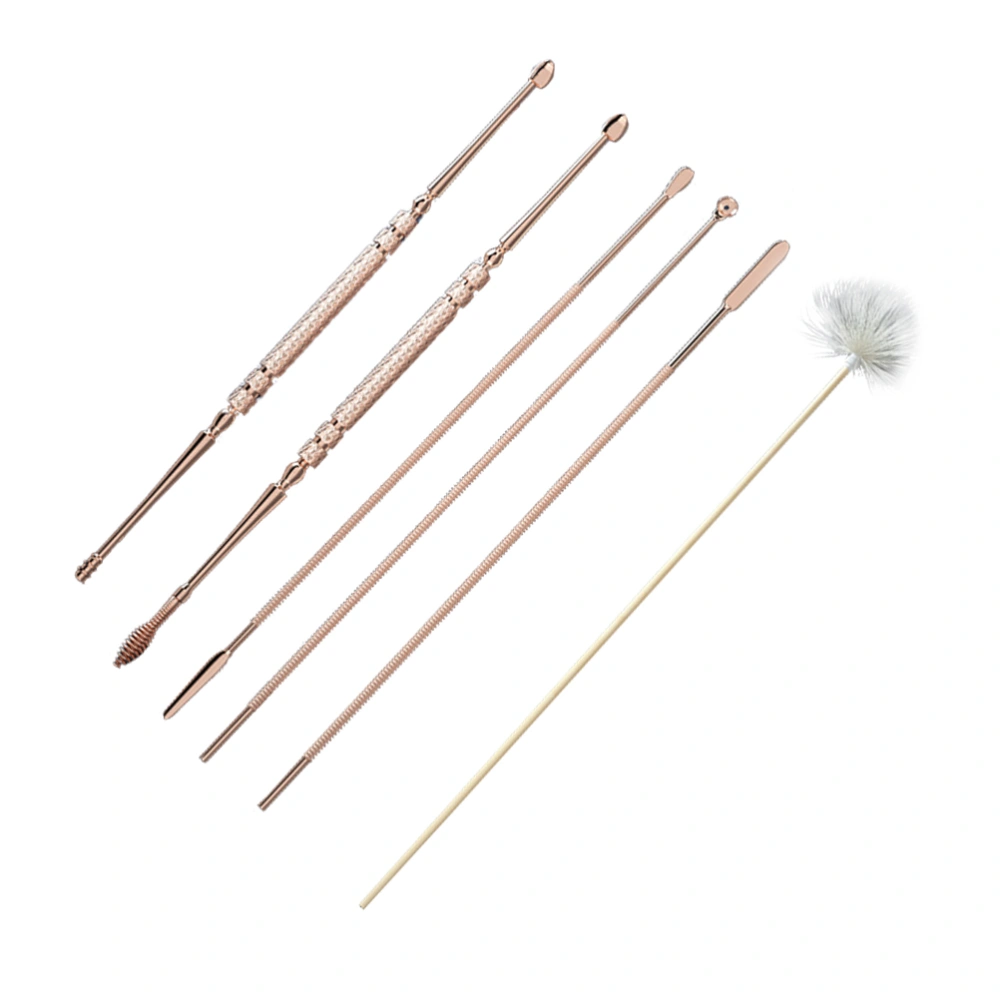 6 Pcs 1 Set Rust-proof Ear Picks Stainless Steel Ear Wax Pickers (Rose Gold)