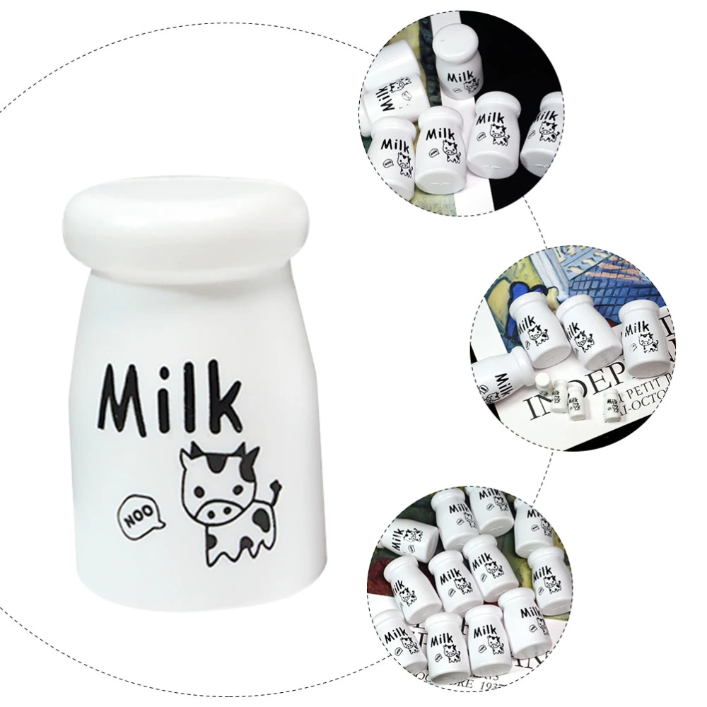 20Pcs Cartoon Milk Bottle Pendant DIY Making Supply Phone Case Ornaments (White)