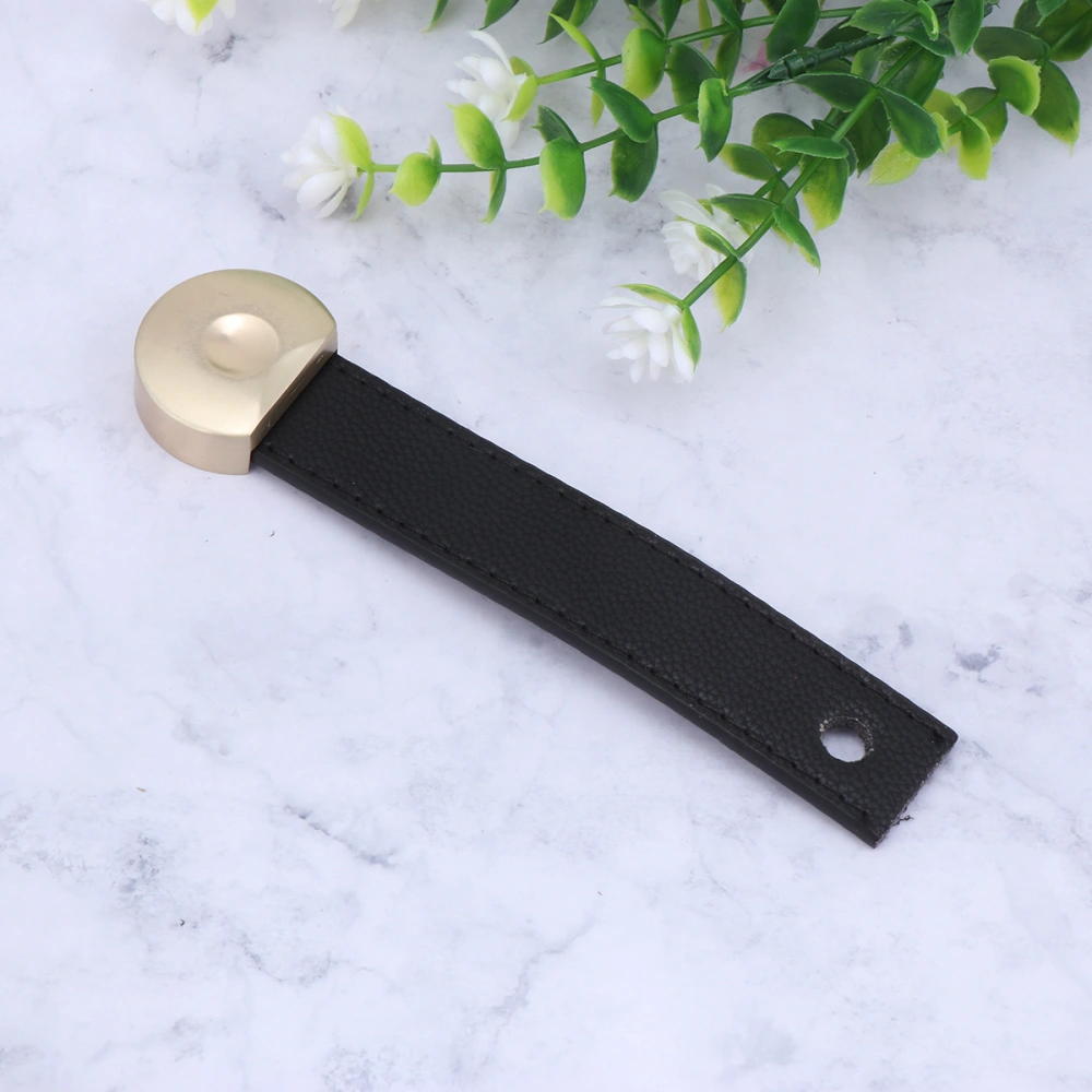 Portable Leather Handle Vintage Style Door Pull Handle Drawer Cabinet Practical Door Handle for Home (6881 Black)