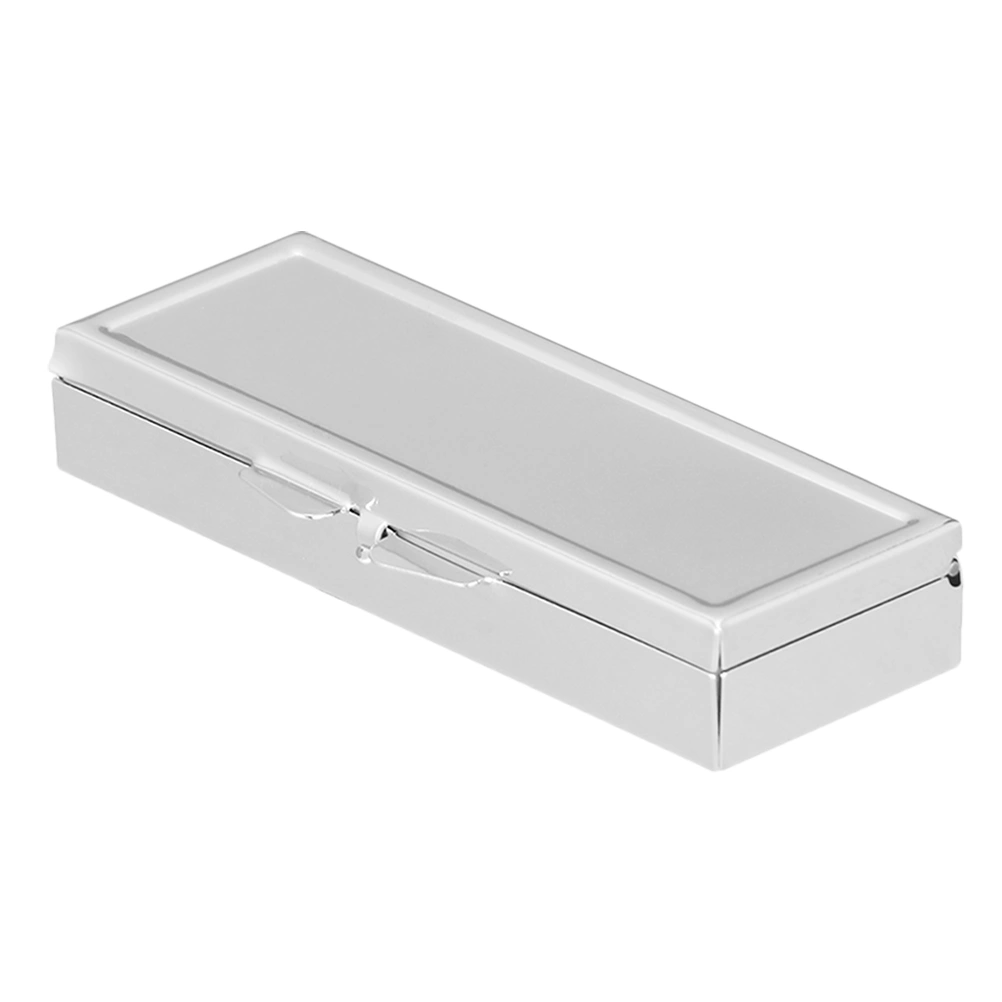 1Pc Rectangular Pill Box Candy Storage Box Stainless Steel Pill Storage Box