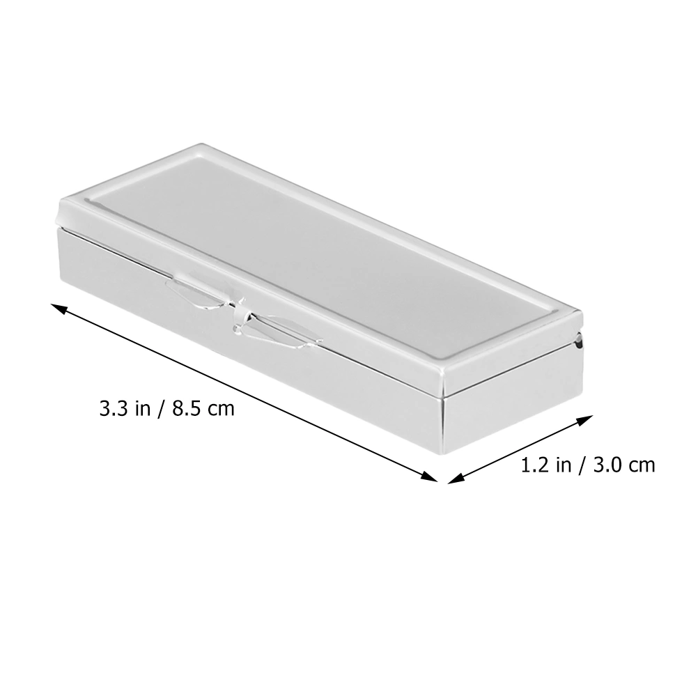 1Pc Rectangular Pill Box Candy Storage Box Stainless Steel Pill Storage Box