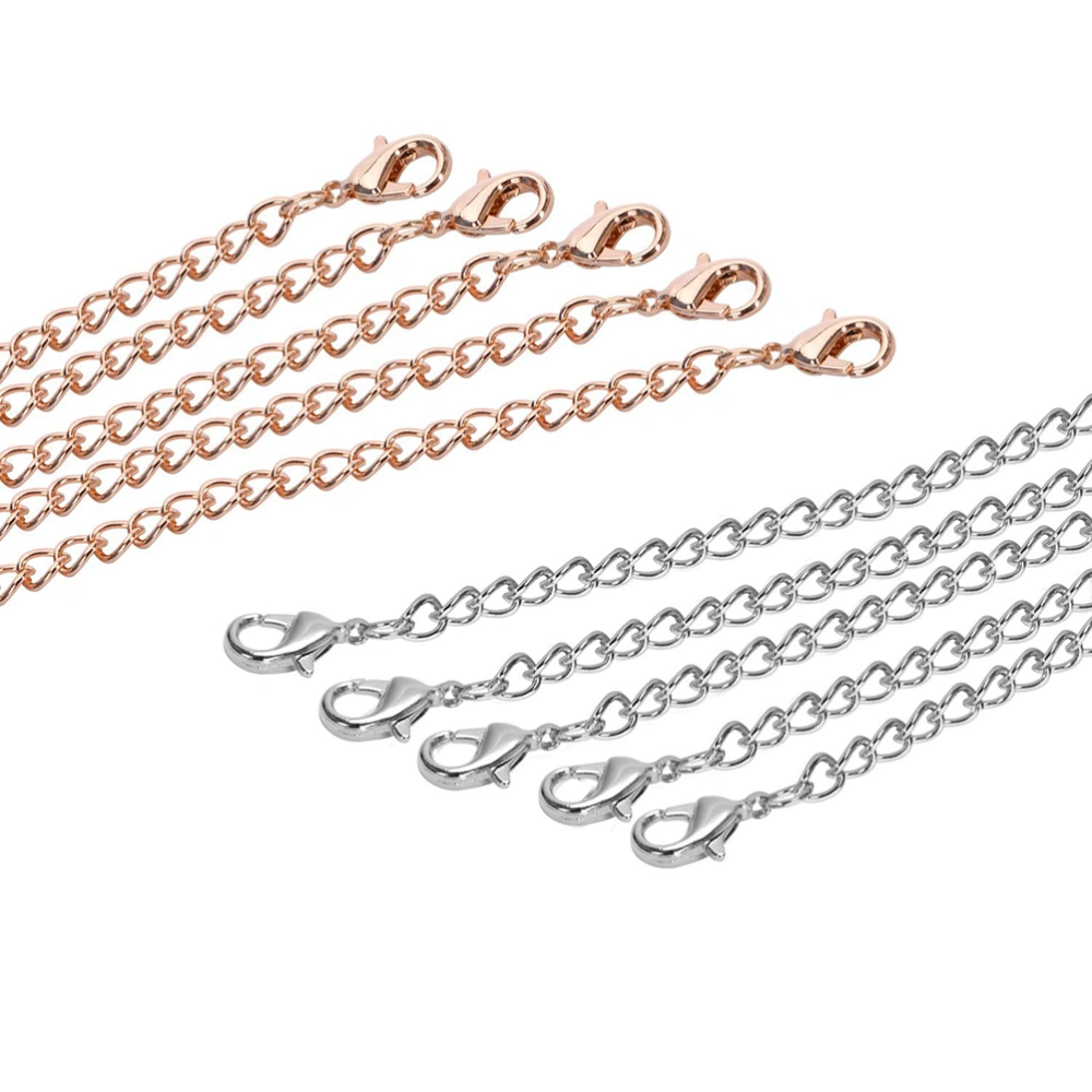 25pcs Stainless Steel Extension Chain Durable Lobster Clasp Chain for Jewelry Making DIY (Steel Color 2 Inches + 3 Inches + 4 Inches + 5 Inches + 6 Inches)