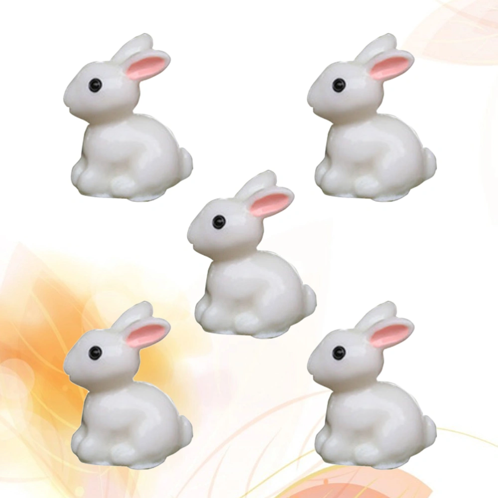 5 pcs Rabbit Design Resin Handicraft Decoration Succulent Potted Aquarium Moss Microlandscape Supplies for Decoration