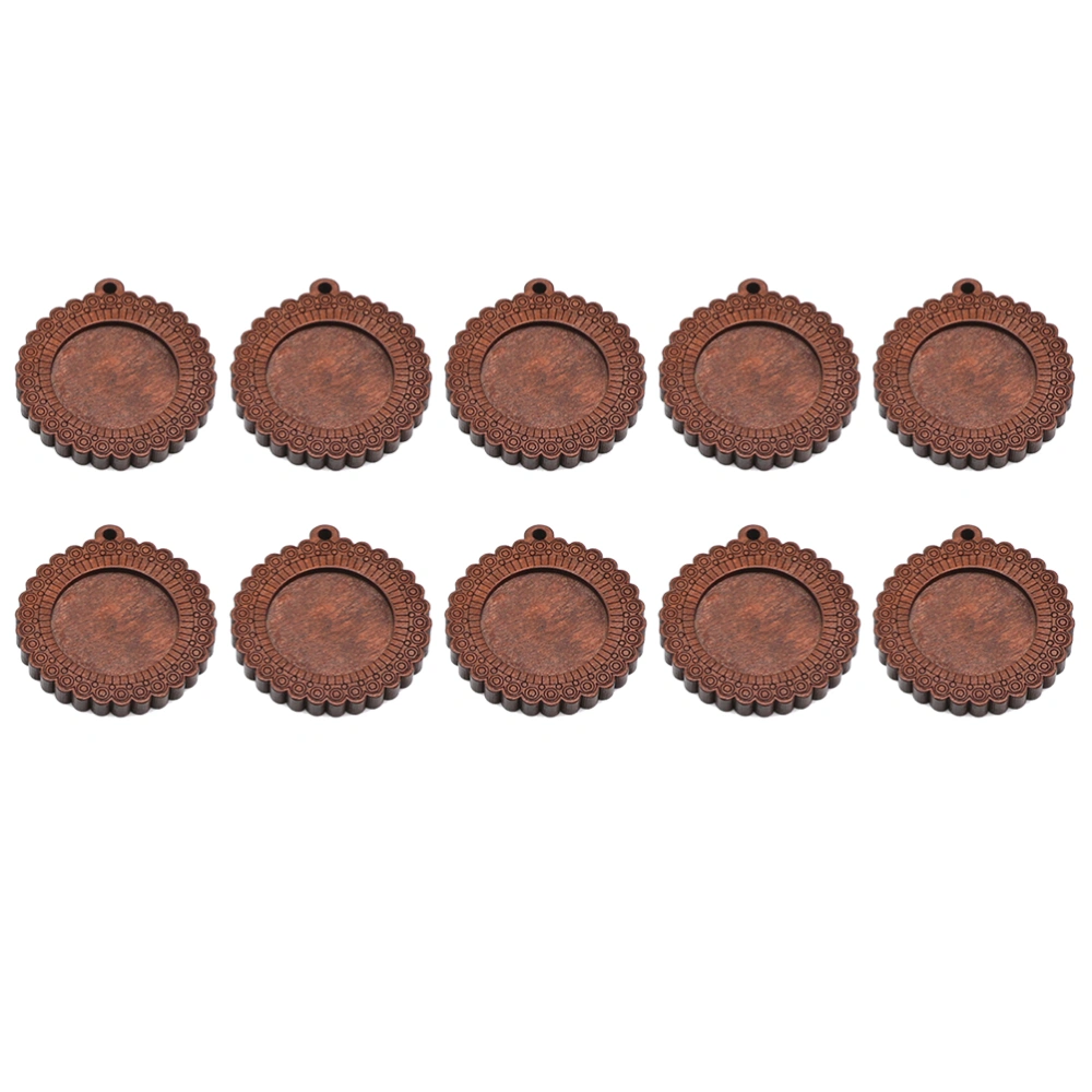 10 Pcs 25MM Wooden Round Pendants Coffee DIY Charms Pendants Trays for Keychain Crafting Jewelry Findings Making Accessory