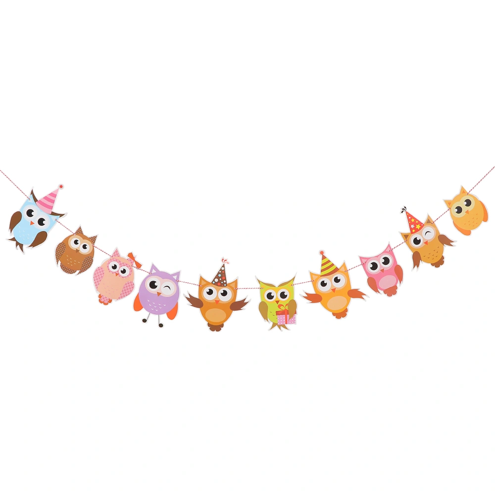 Colorful Owl Paper Bunting Banner Hanging Garland Decorations for Kids Children Birthday Kindergarten