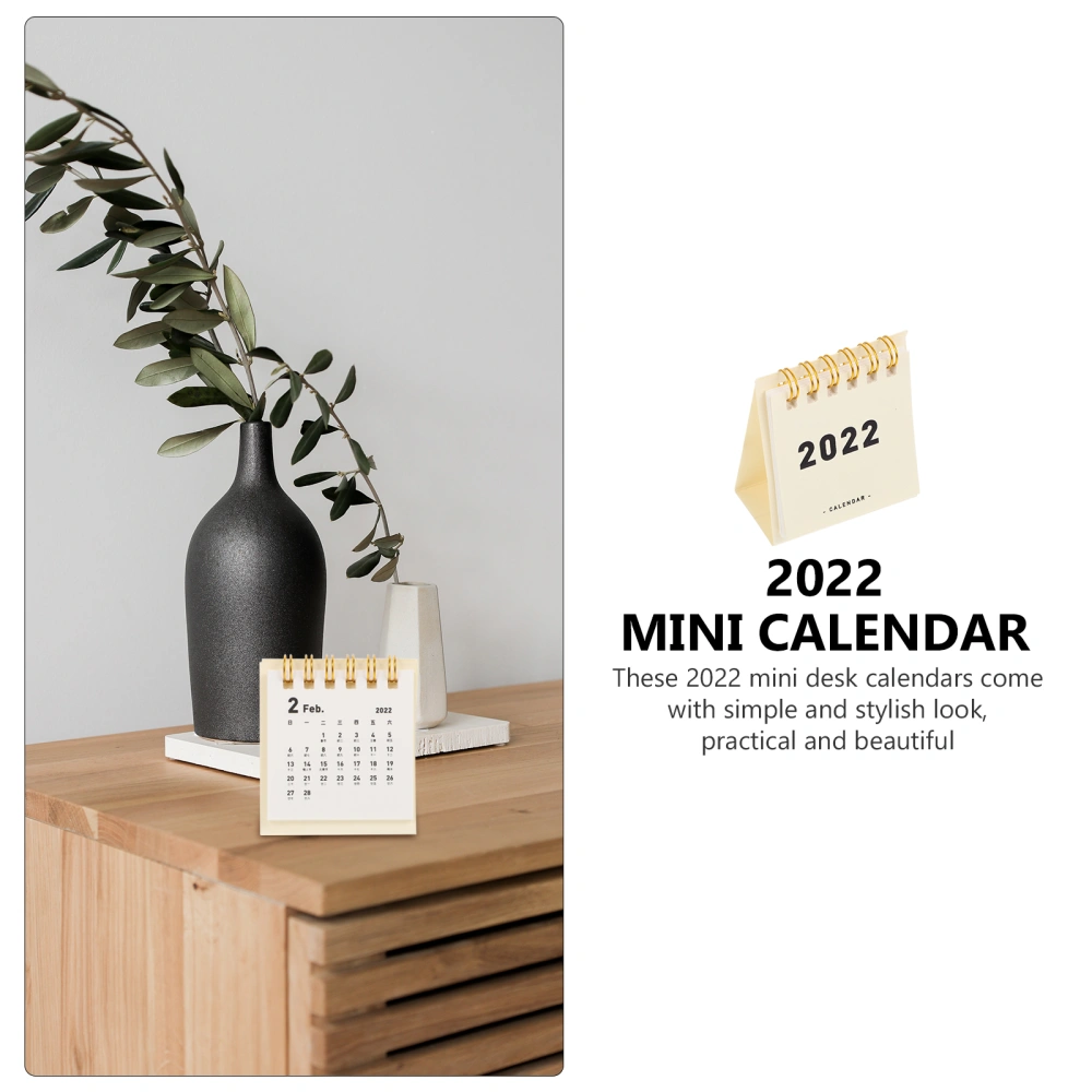 2PCS Simple Mini 2022 Desk Calendar Desktop 2022 Mini Calendar Coil Calendar Book