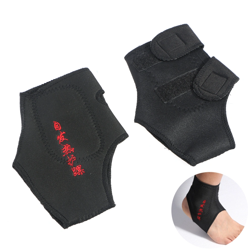 Pair of Magnetic Therapy Thermal Self-heating Ankle Pad Belt Ankle Support Brace Protector (Black)