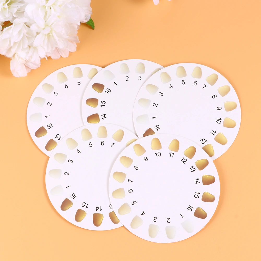 20PCS Teeth Color Comparing Special Teeth Whitening Shade Guide Cold Light Teeth Color Dental Whitening Color Round Shape Teeth Whitening Color Guide for Store Clinic Store Use