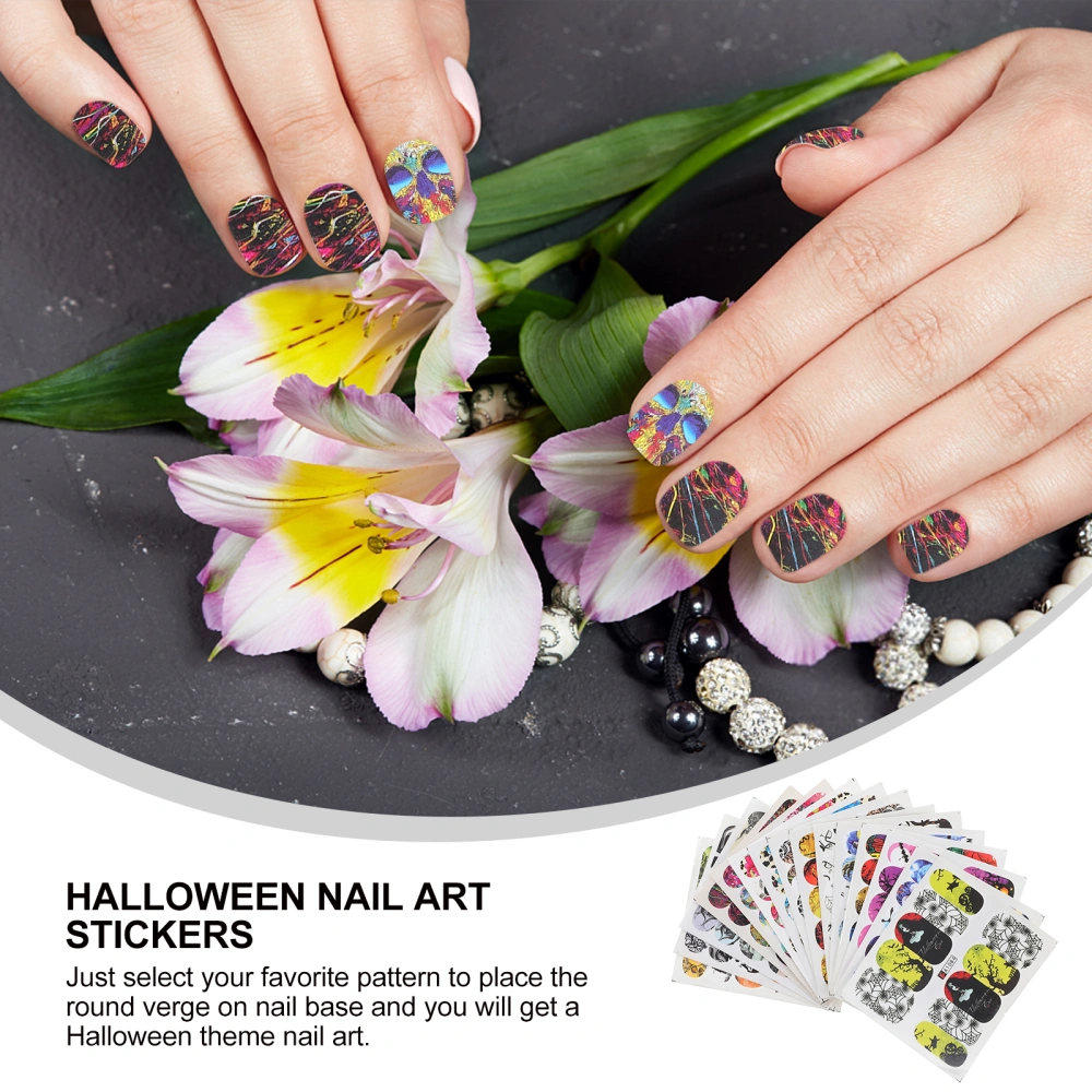 15 pcs Halloween Manicure Stickers Horror Skull Ghost Nail Sticker Decal (Assorted Color)