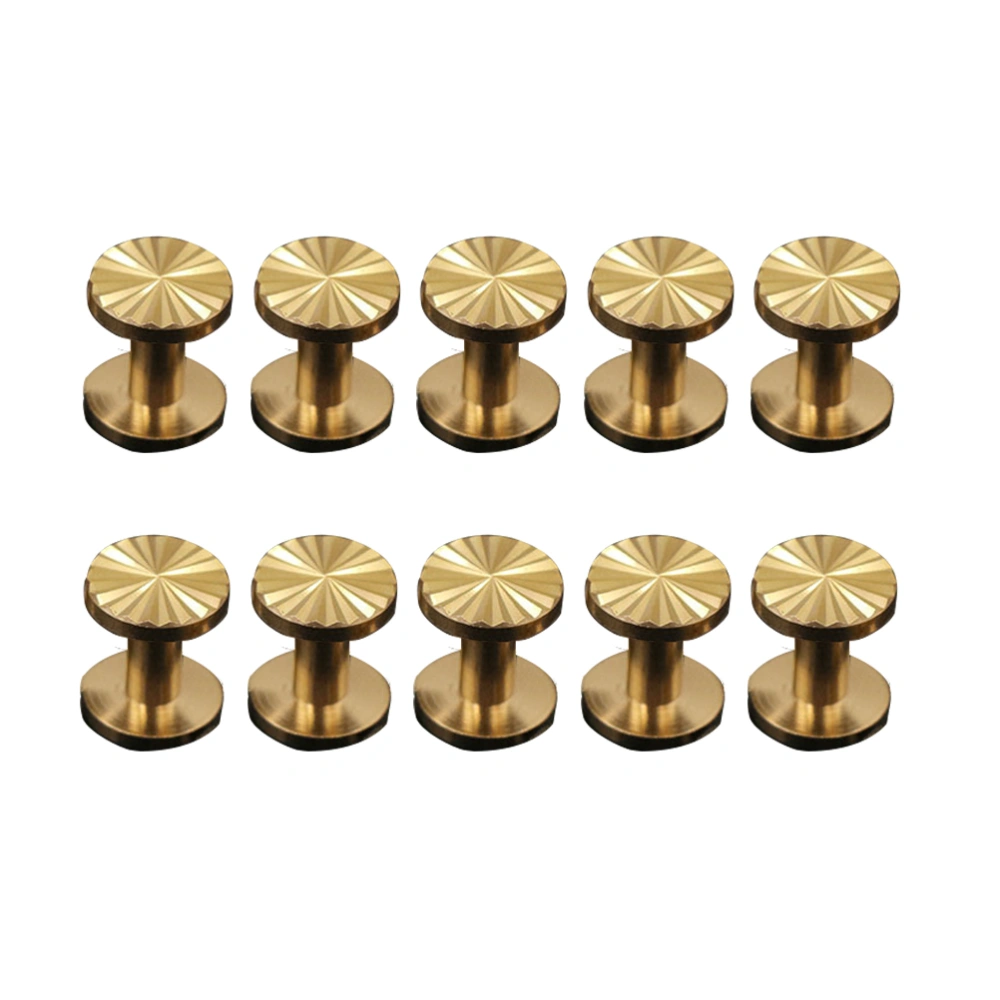 10pcs Solid Brass Sunflower Screws Stud Flat Fastener Belt Harness Nail Rivets Leather Craft DIY (10x4x9mm)