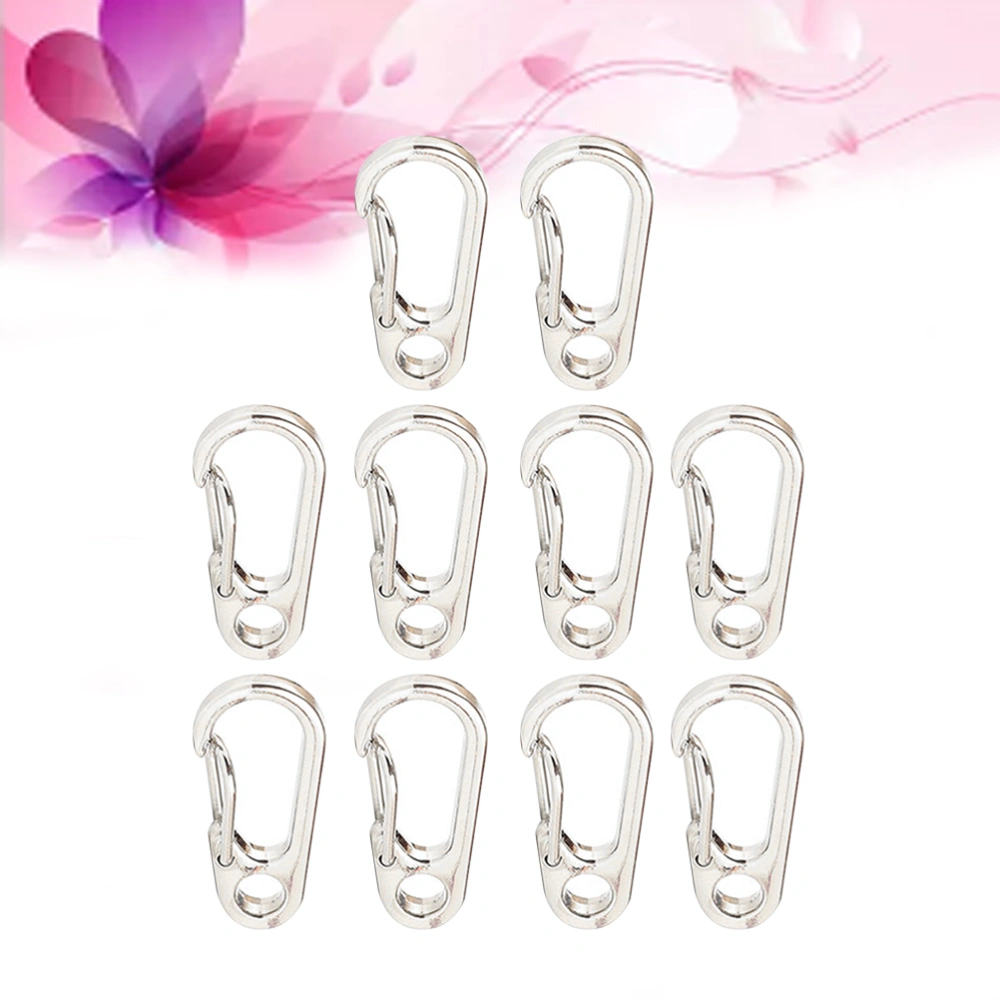 10pcs Multi-function D-shaped Buckle Alloy Nickel-free Plating Mini Key Ring Carabiner Bottle Hook Paracord Camping Accessories(White)