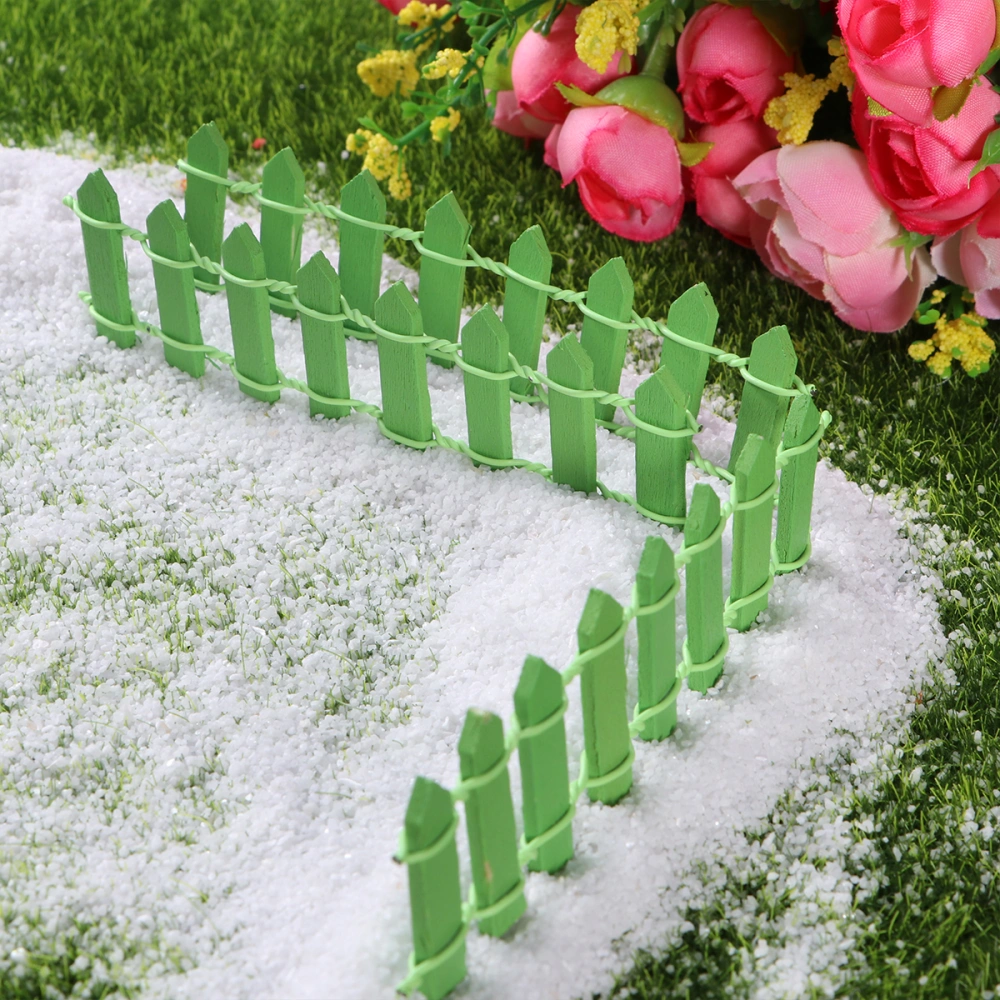 10Pcs Mini Small Wood Fence DIY mini house Fairy Garden Micro Plant Pot Decor Bonsai Terrarium Ornament (Green)