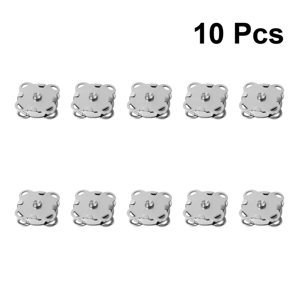 10pcs 14mm Magnetic Snap Button Clasps Plum Blossom Shaped Metal Clap Buttons for Handbag Purses Bags Clothes Making (Silver)