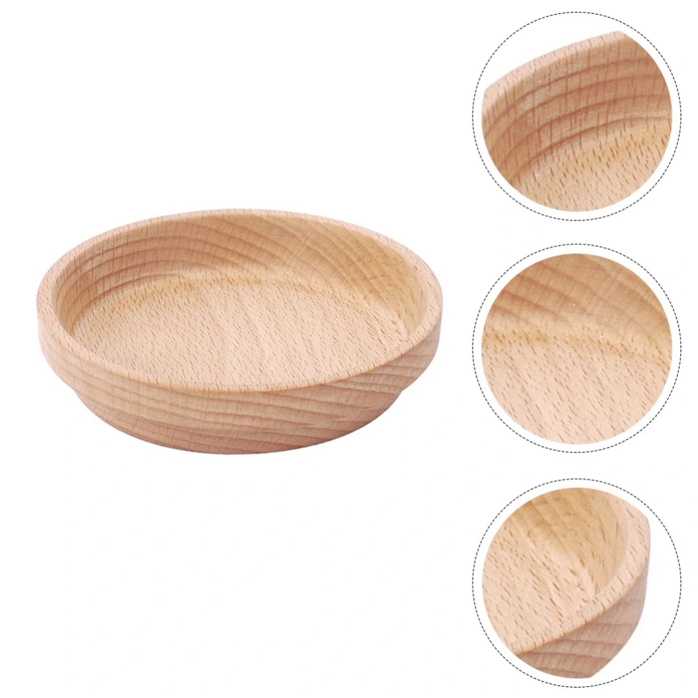 1pc Delicate Beech Pet Feeding Bowl Practical Hamster Feeder Wood Color